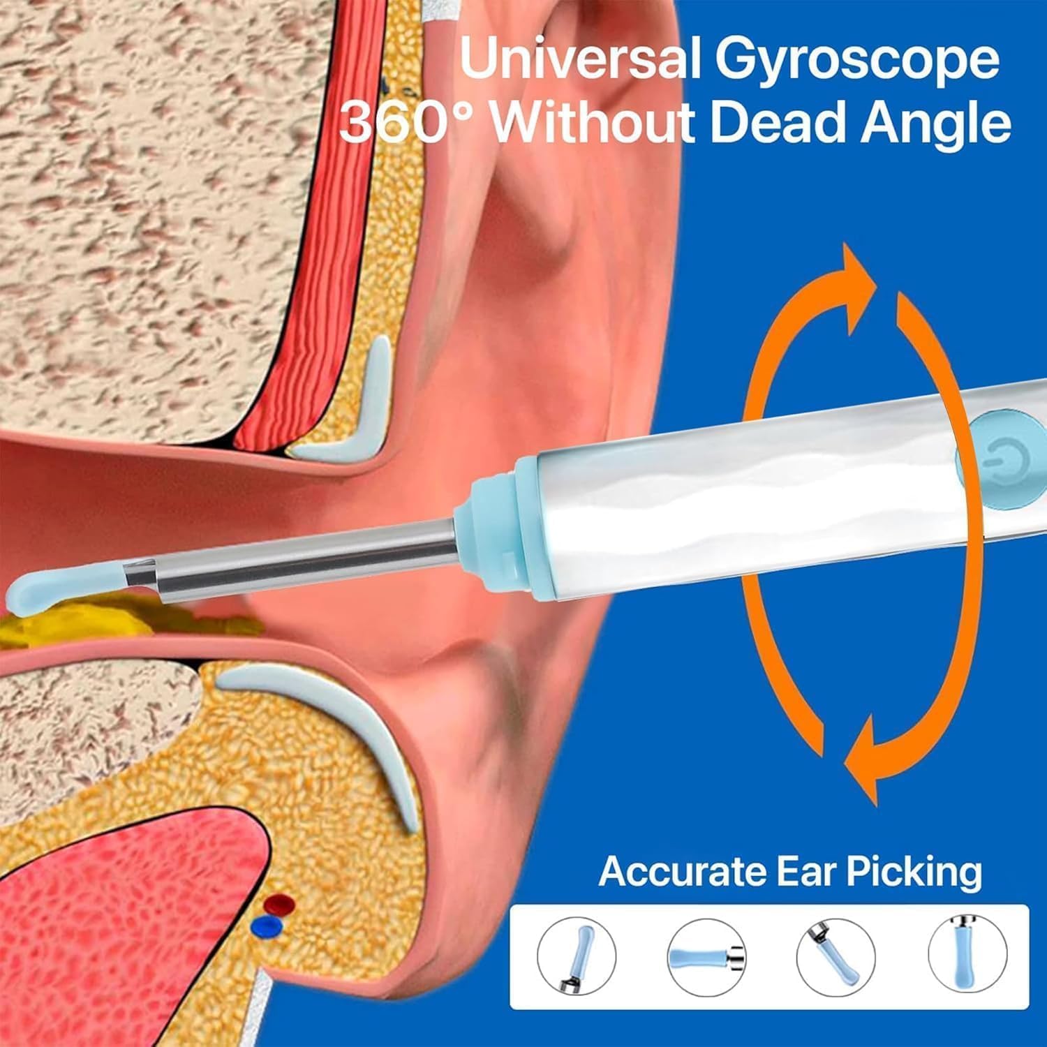 CRIYALE Ear Cleaner wax Removal Kit with 1080P HD Camera WIFI Connection LED Light, Endoscope with Extra Cleanning Tool Set of 8, Otoscope with Light for IOS & Android Kids Children adults gift gadget - Image 5 thumbnail