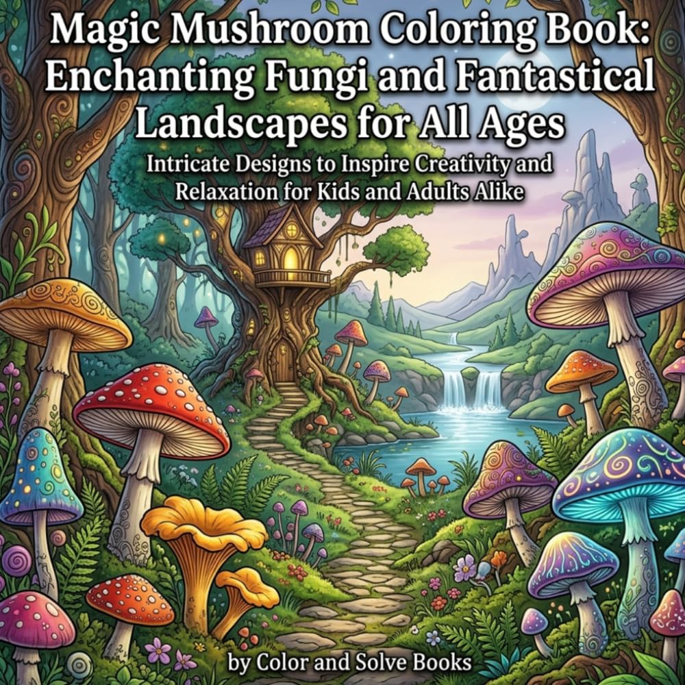 Magic Mushroom Coloring Book: Enchanting Fungi and Fantastical Landscapes for All Ages: Intricate Designs to Inspire Creativity and Relaxation for Kids and Adults Alike