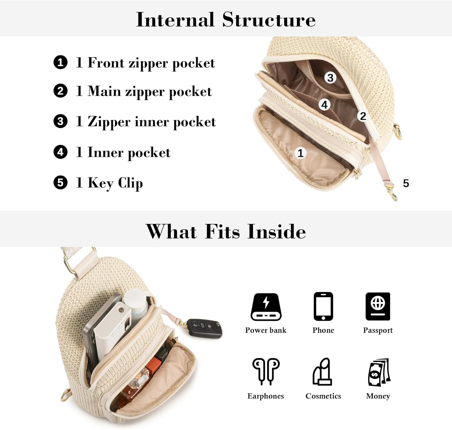 Haytijoe Faux Straw Crossbody Bags for Women RFID Summer Raffia Sling Bag Beach Vacation Travel Purse - Image 3