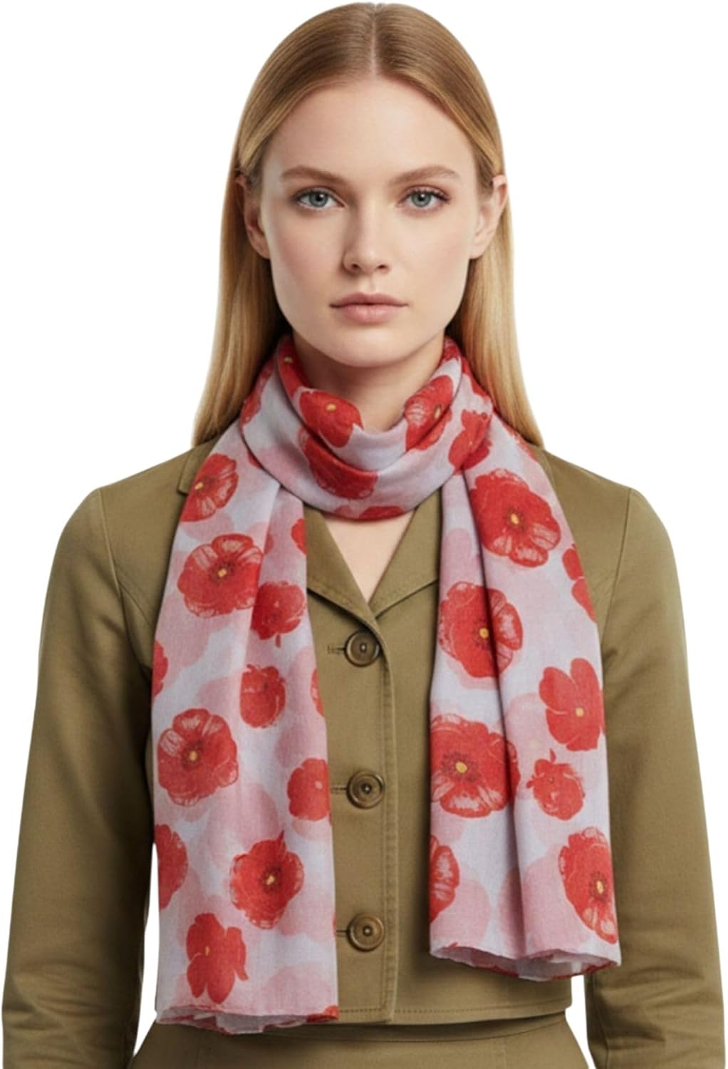 Basic Sense Sciarpa In Raso Con Papavero Rosso E Supporto – 35x152 Cm, Per Il Remembrance Day - 2