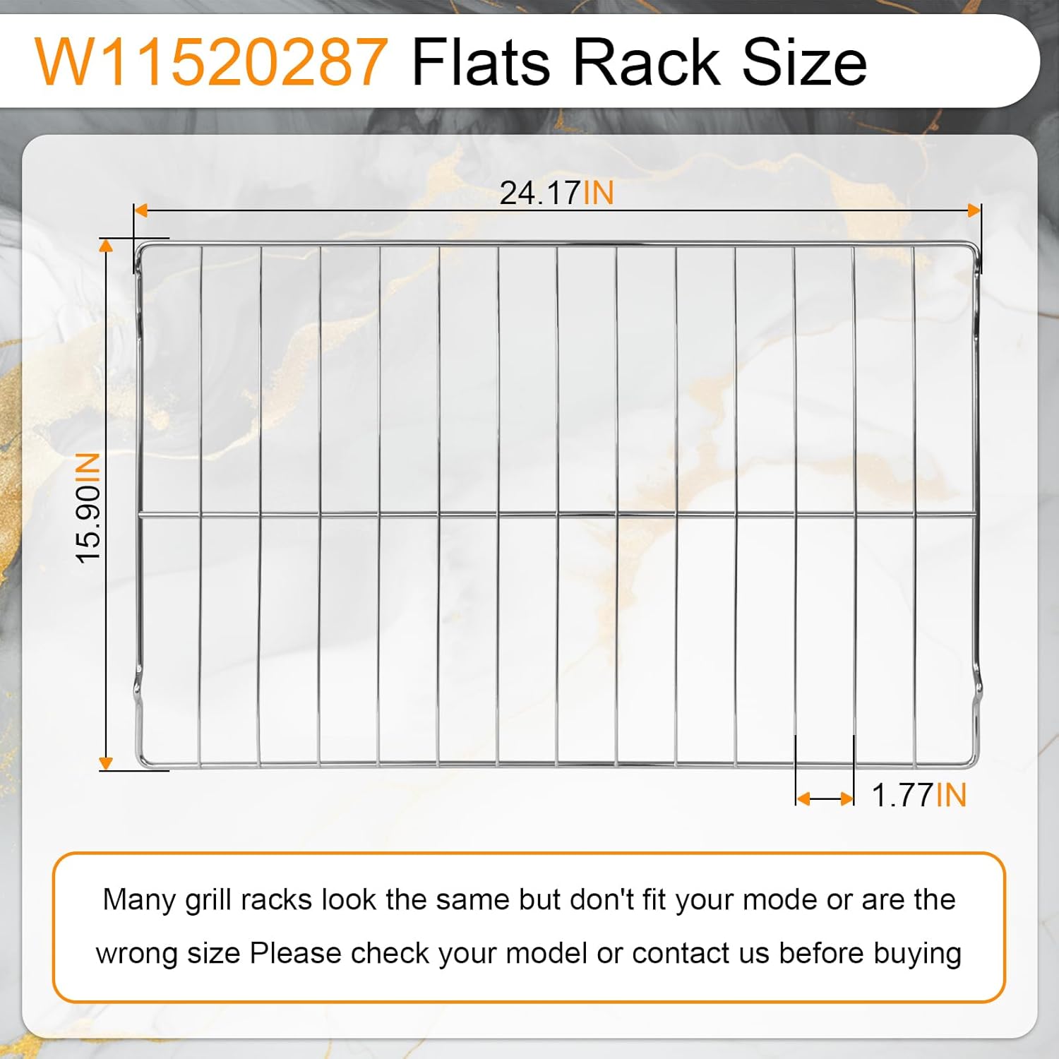 W11520287 Oven Rack Compatible with Whirlpool Range Oven Rack 24 1/8”x 15 7/8” Replacement W10268578 WPW10268578 W11173792 Stainless steel wire frame（2 Pack）