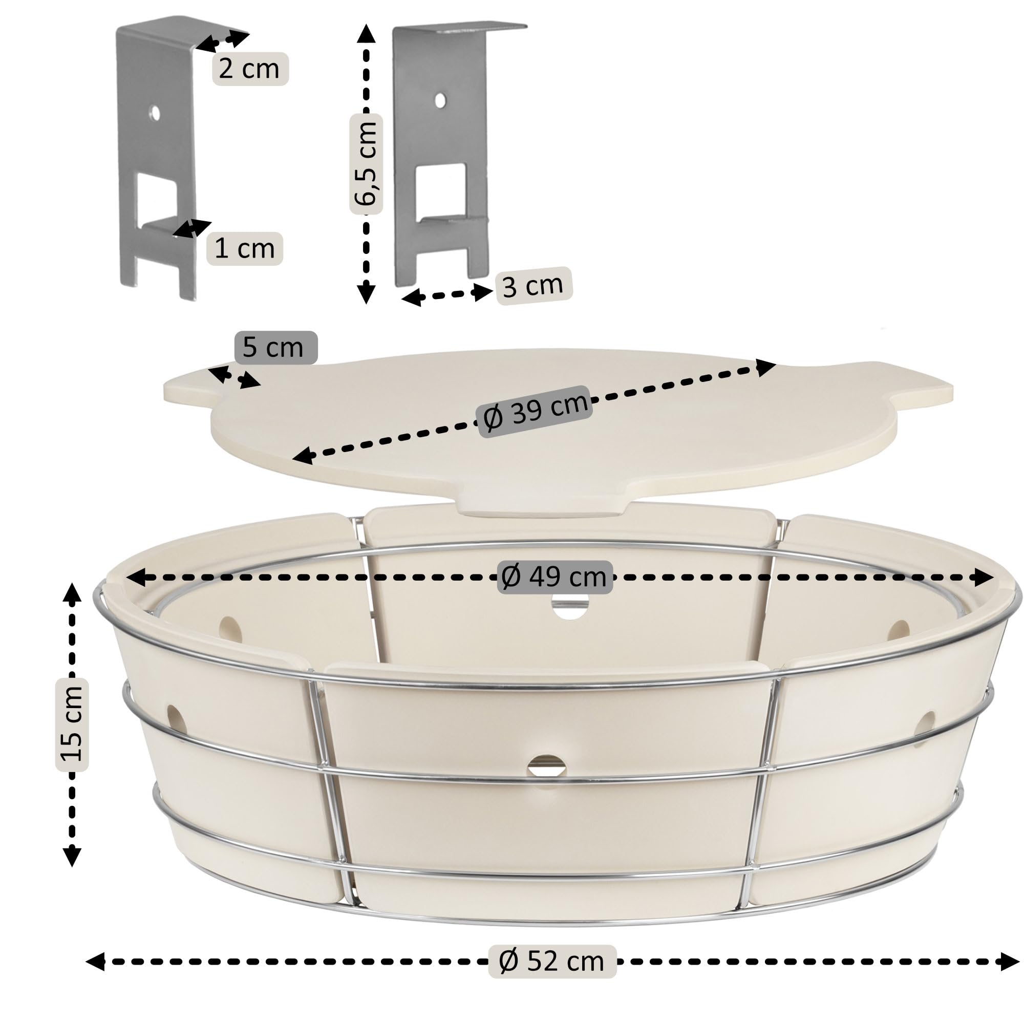 BBQ-Toro Universal Flexibles Kochsystem für Kugelgrill Ø 57 cm, Edelstahl Grillaufsatz mit Pizzastein, Räucherkammer Grillzubehör