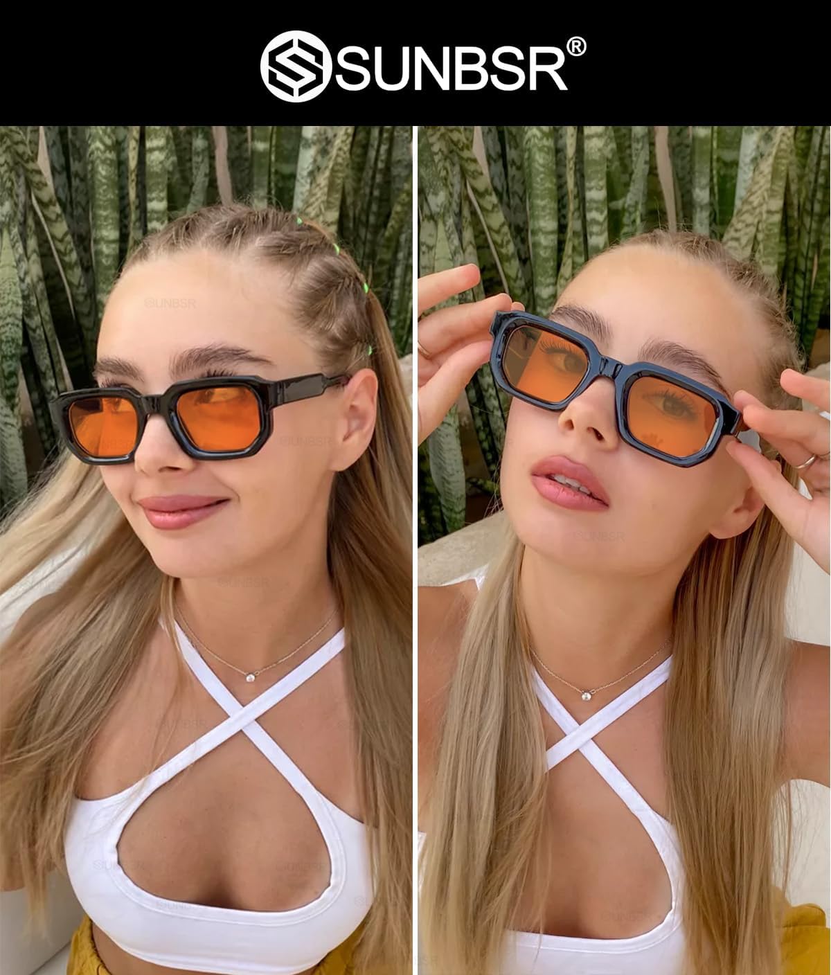 Retro Rectangle Sunglasses for Men Women Trendy Small Square Thick Frame Sun Glasses 90s Vintage Shades - Image 4