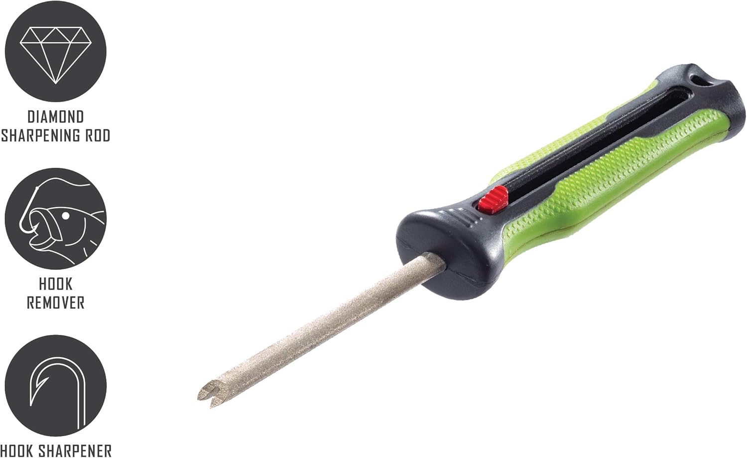 Smith’s Mr. Crappie 51195 Fish Pick and Hook Sharpener – Retractable Sharpening Rod – Diamond Hook Sharpening Groove– Fish Hook Remover – Knife Sharpener – Ergonomic Handle – Fishing Accessory