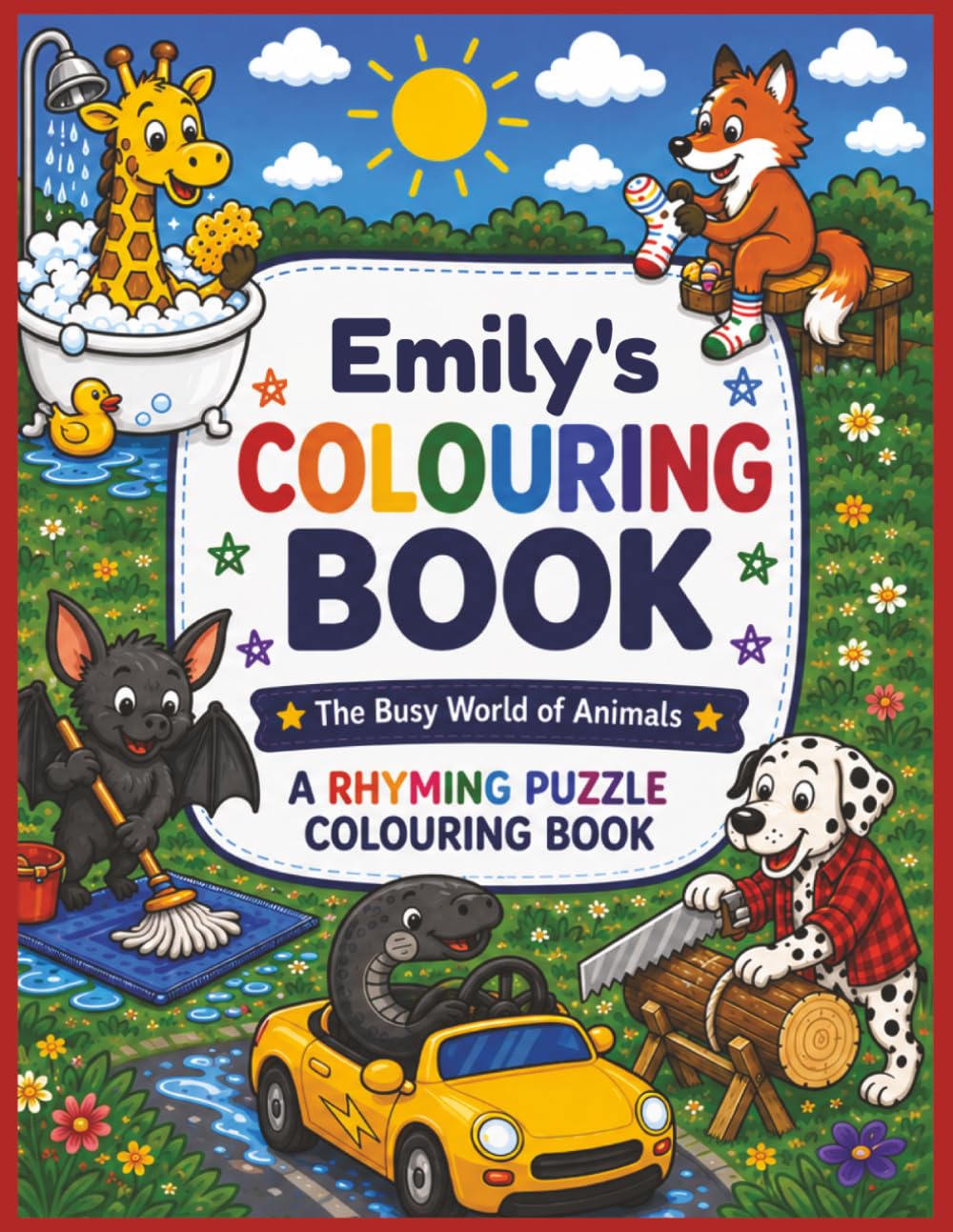 Emily's Colouring Book: Rhyming Colouring Pages, Personalised gift for Emily, A Different Animal on Every Page, A great present for Christmas, Birthday or anytime!