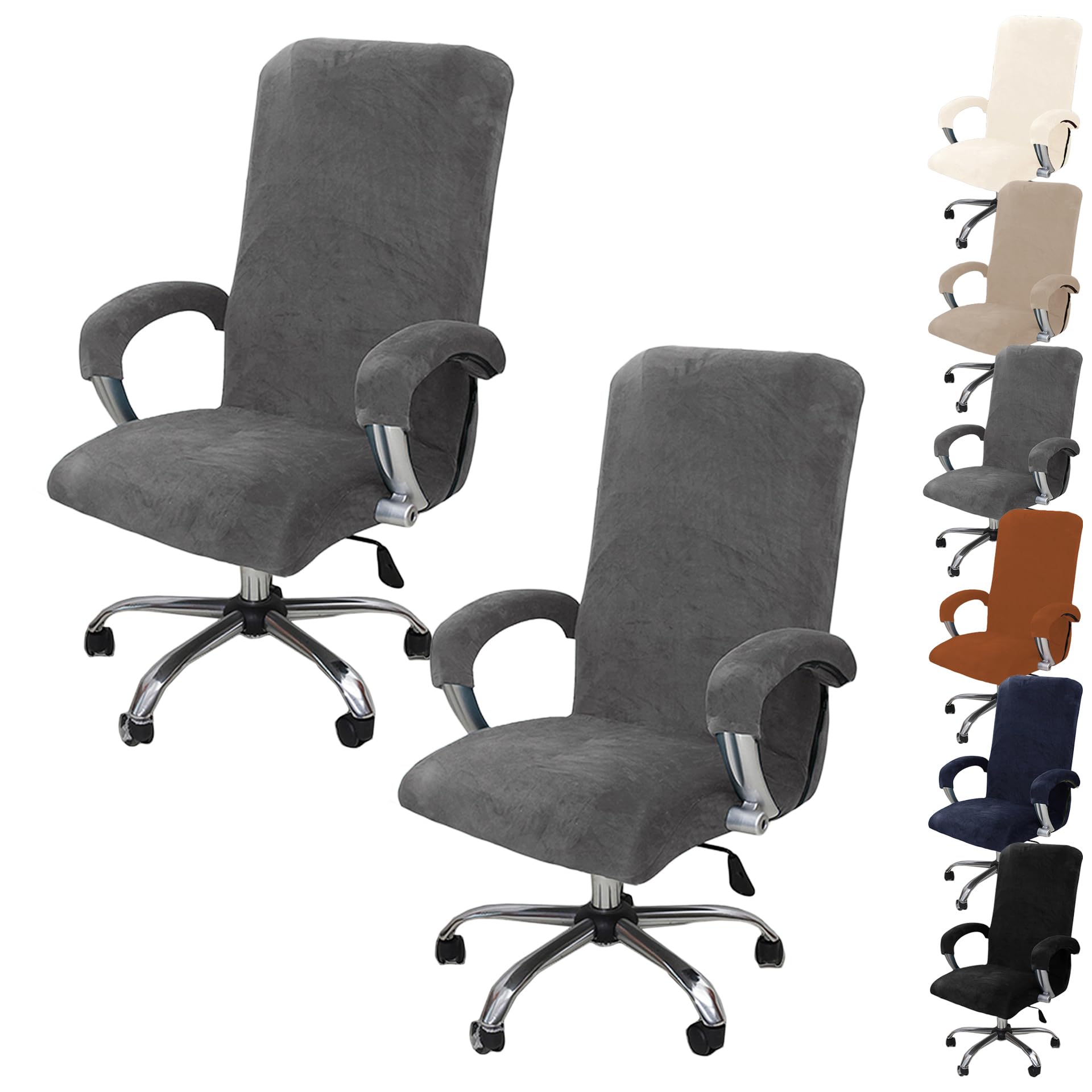 Housse de chaise bureau zippée velours extensible et lavable pour fauteuil gamer