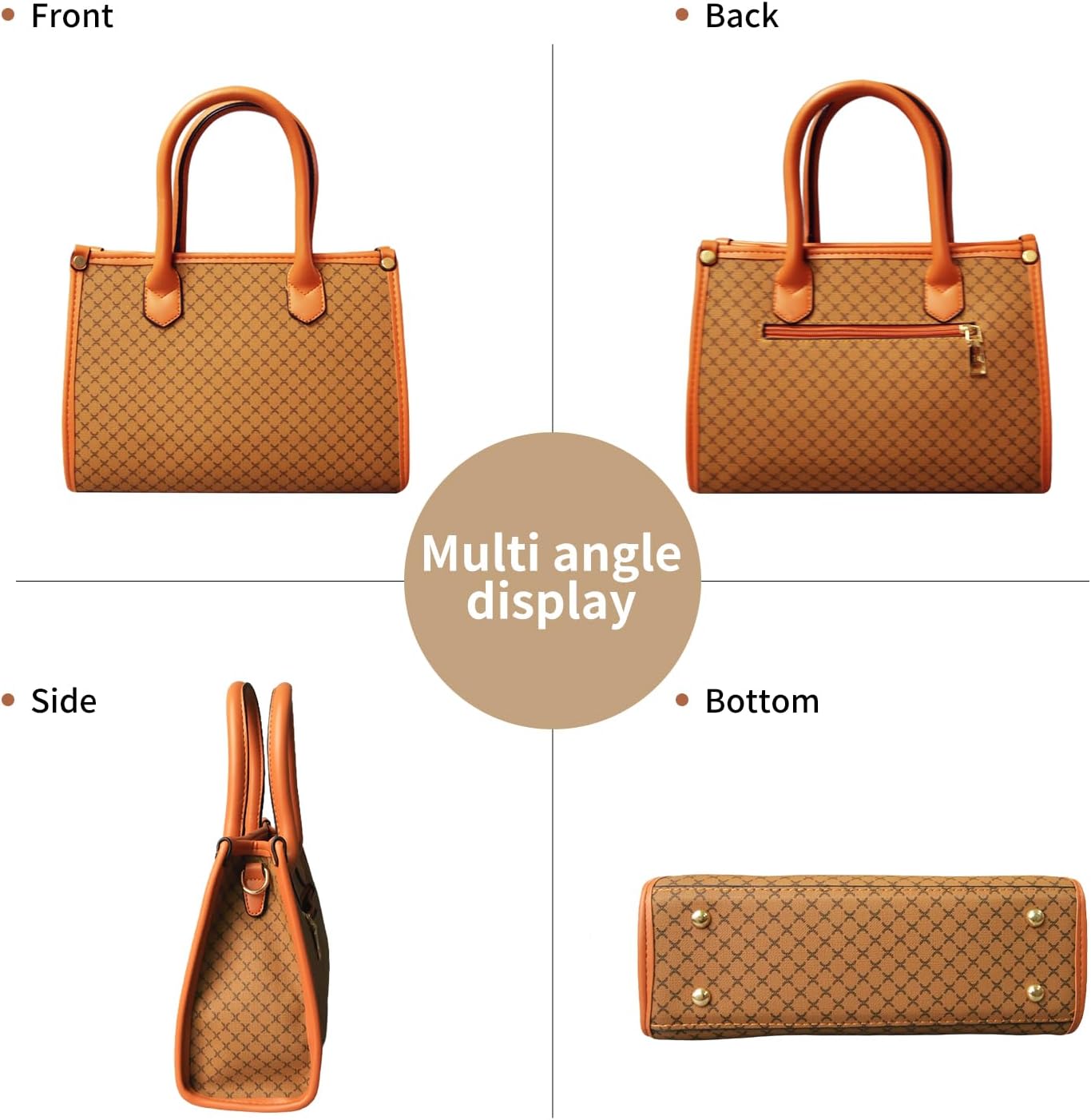 3pcs Purses and Handbags Set for Women, Top-Handle Tote, Satchel Shoulder Bag & Matching Wallet and Card Purse - Image 4