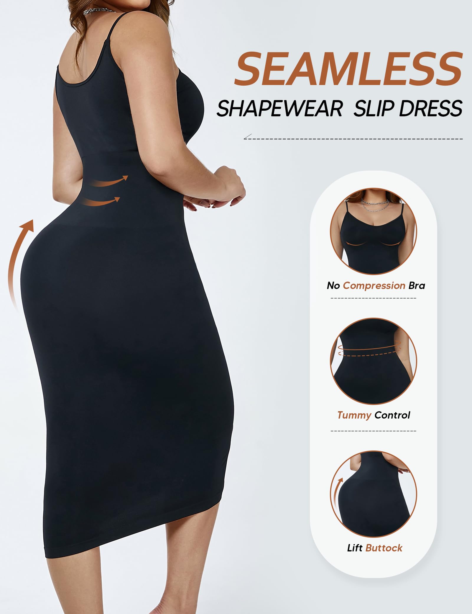 Faja moldeadora para debajo de los vestidos, vestido completo para mujer, control de abdomen, moldeador de cuerpo sin costuras