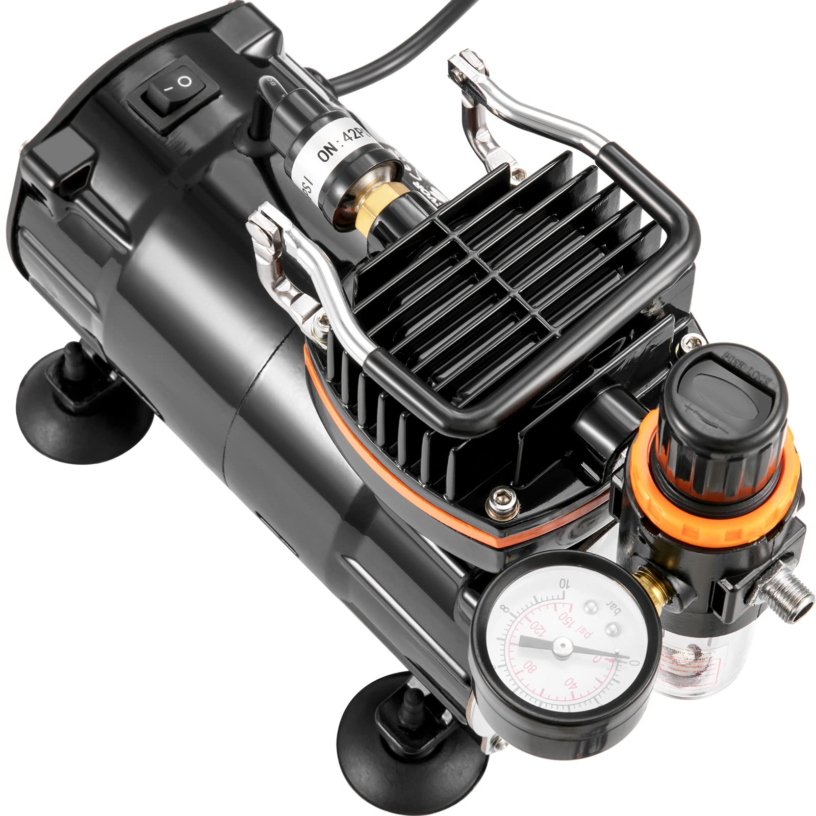 VEVOR Kit Compressore a Doppia Azione Potenza 120 W, Pistola Aerografo Velocità del Flusso da 18-23 L/min con Kit Aerografo da 0.2/0.3/0.8 mm, Adatto a Principianti, Studenti e Artisti Avanzati, ecc.