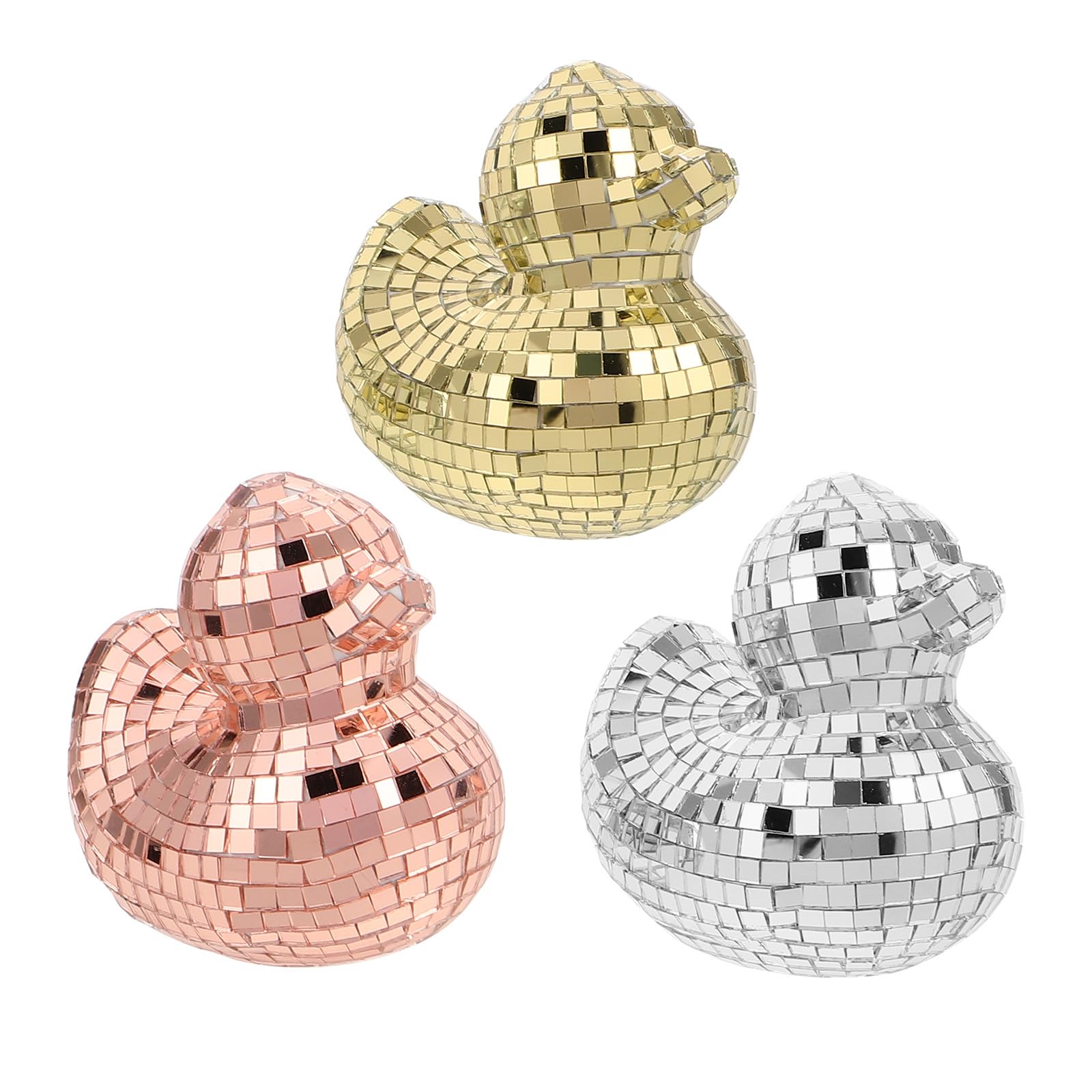 Canard disco miniature or argent rose gold pour décoration de bureau et maison chic