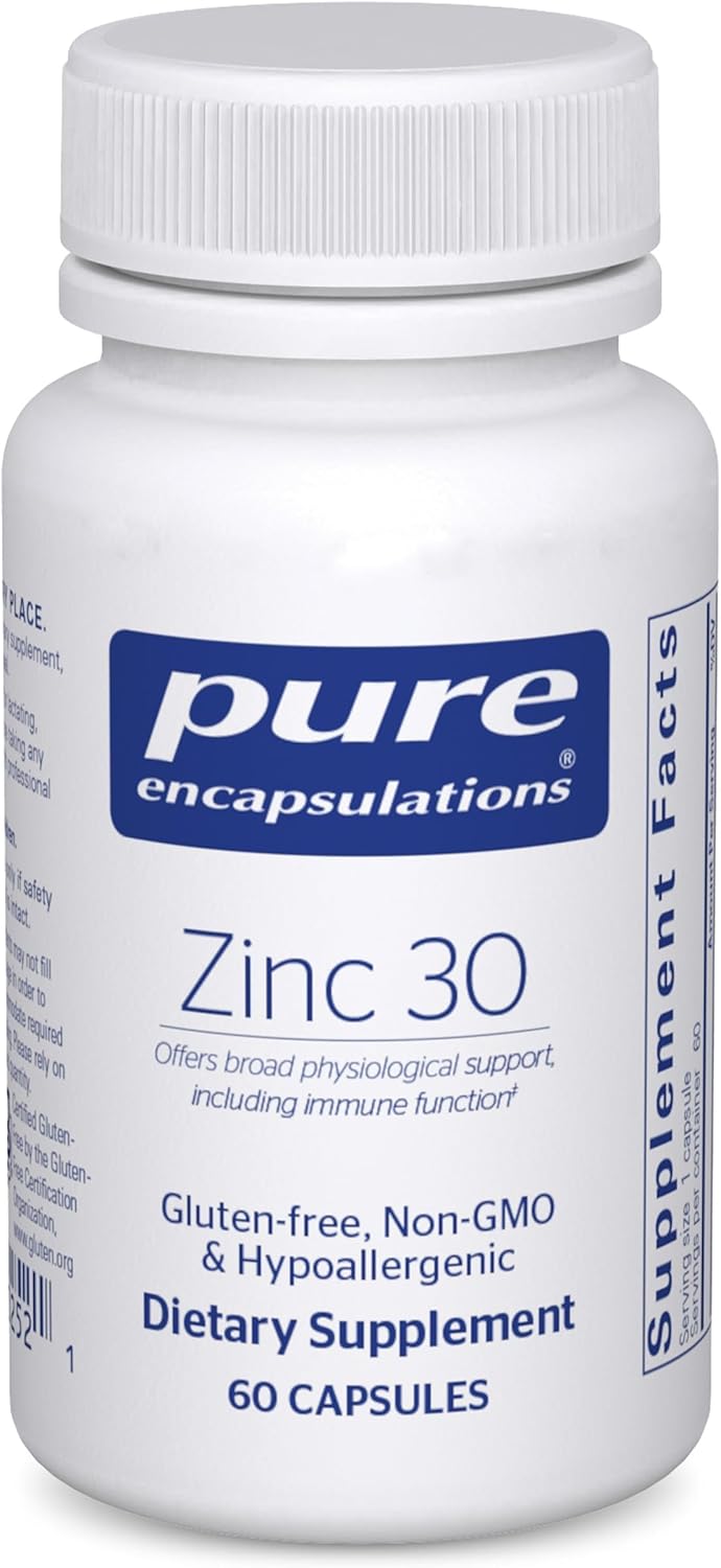 Pure Encapsulations Zinc 30 mg – Supplement for Immune System Support, Growth and Development, and Wound Healing* – with Zinc Picolinate 30 mg – 60 Capsules