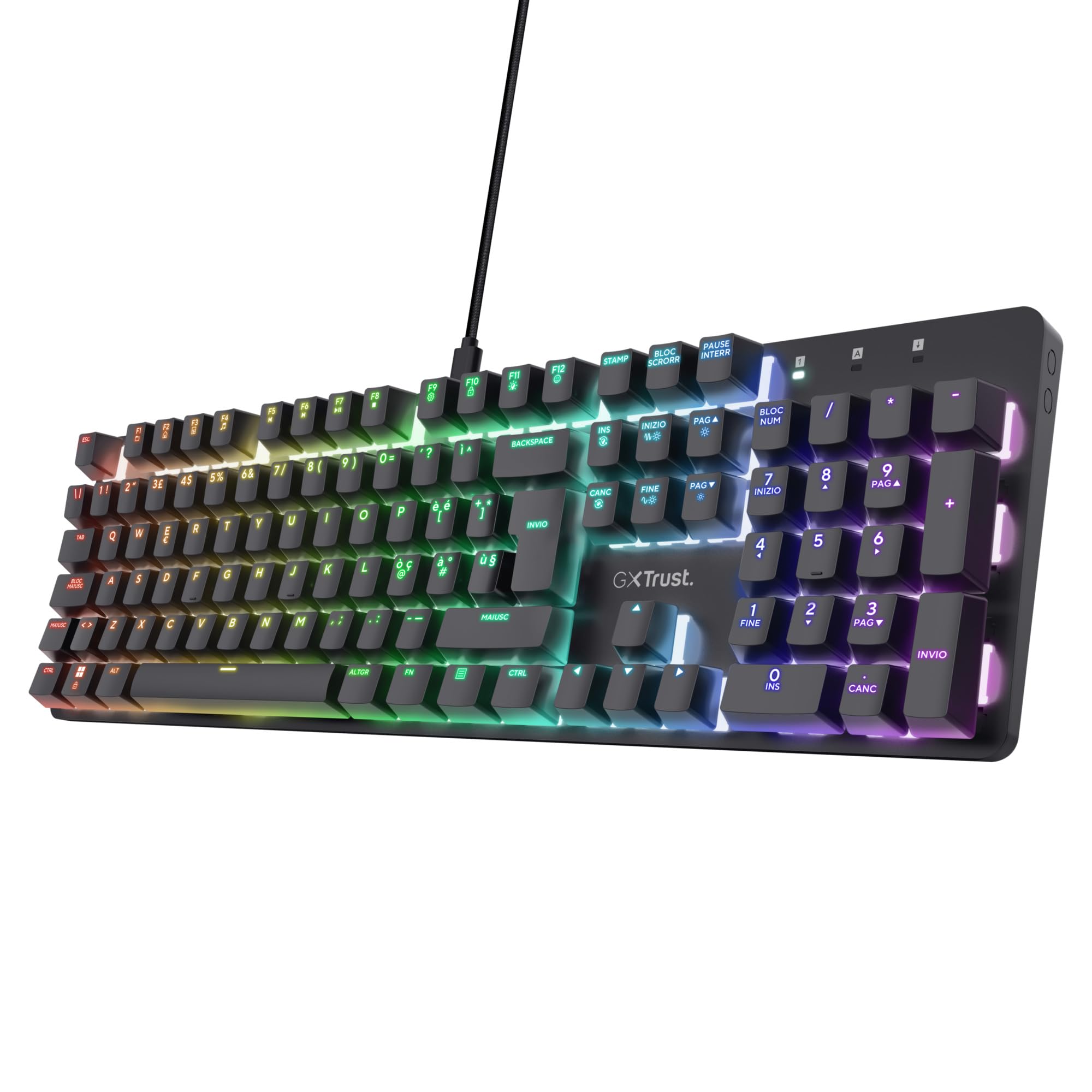 GXTrust 871 Zora Tastiera Meccanica Gaming Layout Italiano QWERTY RGB Retroilluminata Tasti Huano Lineari Anti-Ghosting N-Key Rollover USB Nero