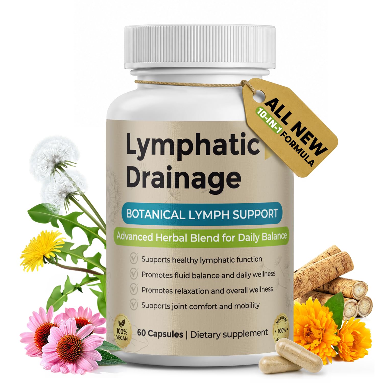 Lymphatic Drainage Supplements, 60 Capsules