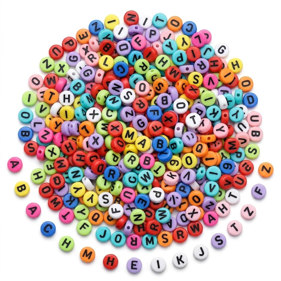 Springboard Supplies Coloured Springboard Alphabet Beads Pack Of 400, Bright A-Z Letter Beads For Kids Bracelet Making, Eyfs Literacy & Jewellery Crafts