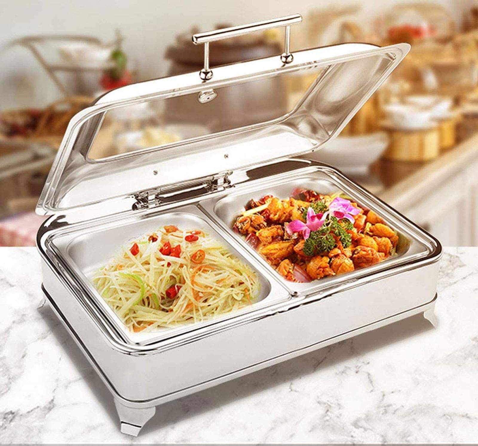 Scaldavivande Elettrico, 13L Chafing Dish da Tavolo, Contenitore Scalda-vivande Chafing Dish Elettrico per Mantenere il Cibo Fresco e Delizioso, 400W/220V