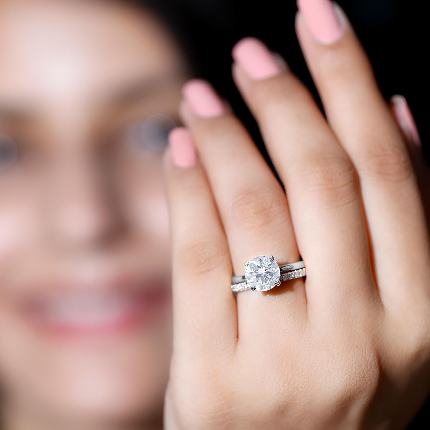 Certified 2.6Ct Moissanite Engagement Ring With Band, D-Vs1 Quality, Moissanite Bridal Ring Set - Mothers Day Gift