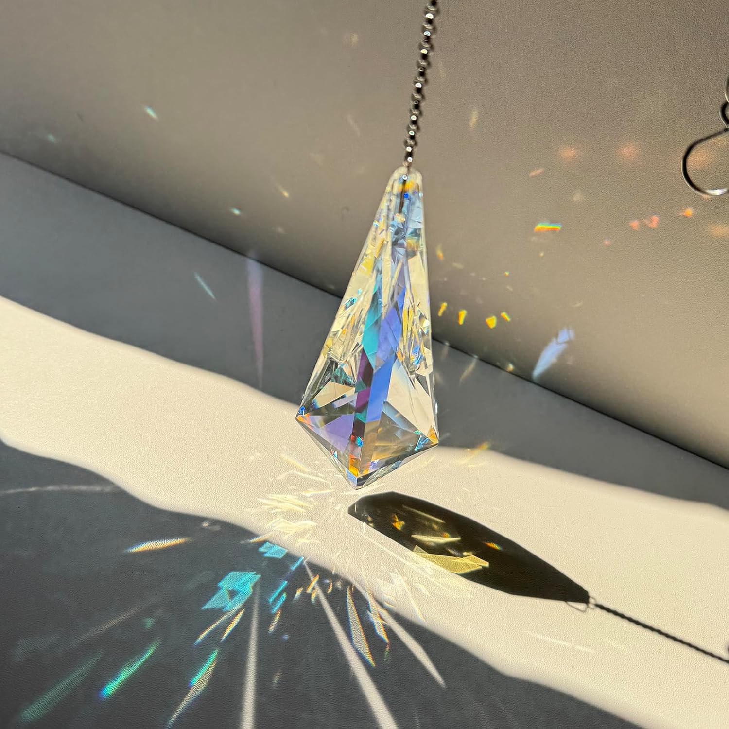 3PCS 5" Large Crystal Sun Catcher Prisms, Hanging Suncatchers with Glass Prism, Rainbow Maker for Room, Windows,Garden,Fantasy Aesthetic Home Decor. (YGBS02)