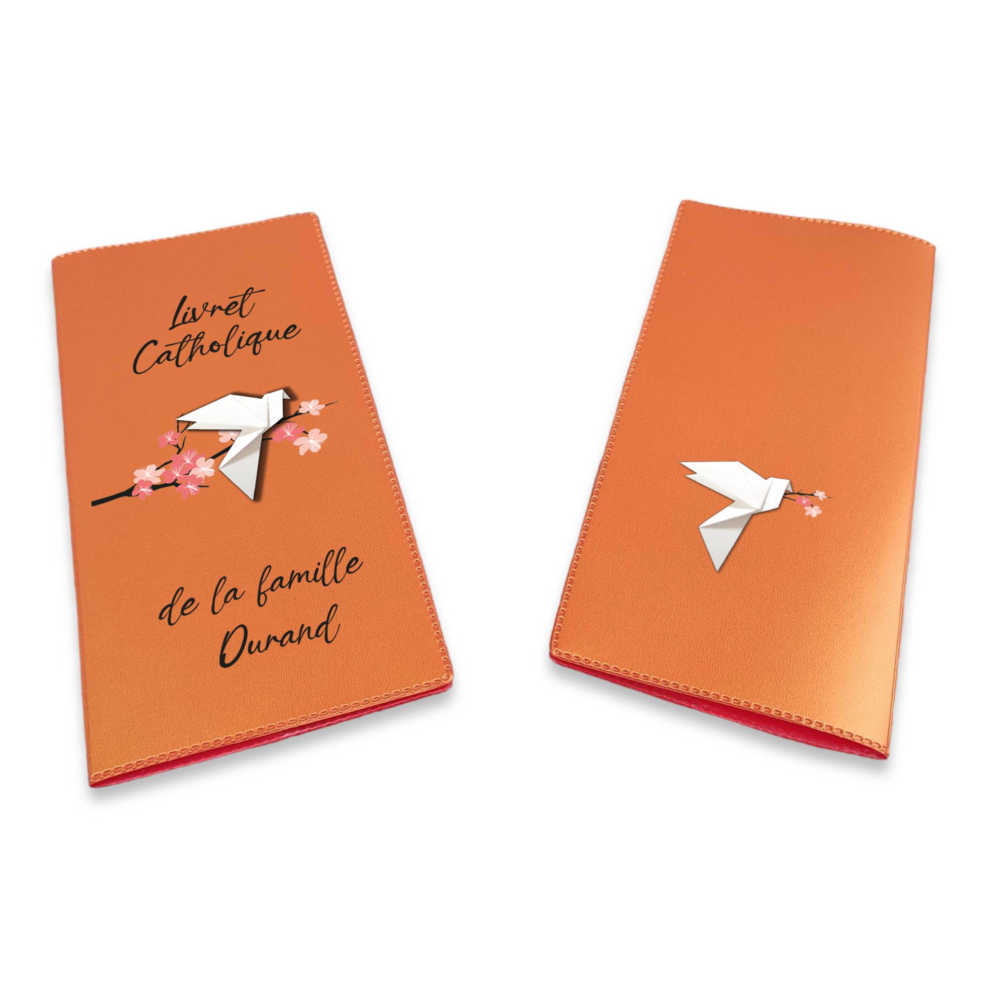 Protège Livret de Famille Personnalisé - Livret de Famille Catholique – Élégance et Protection avec notre article fabriqué et personnalisé en France - SP0201a (Nacré Orange)