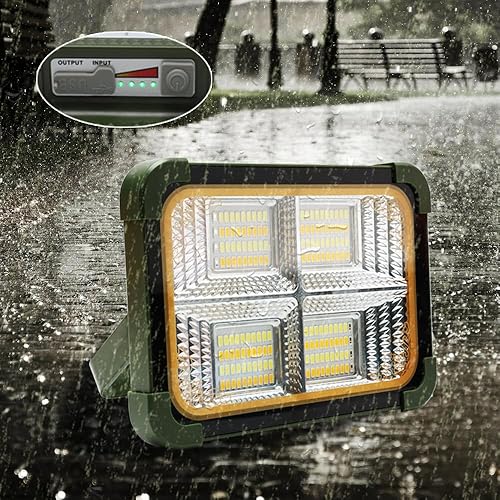 Miniatura 8 de Linterna solar para acampar de 200 W, luz recargable para exteriores, esenciales de viaje con 6000 mAh de emergencia, 5 modos, luz de trabajo LED