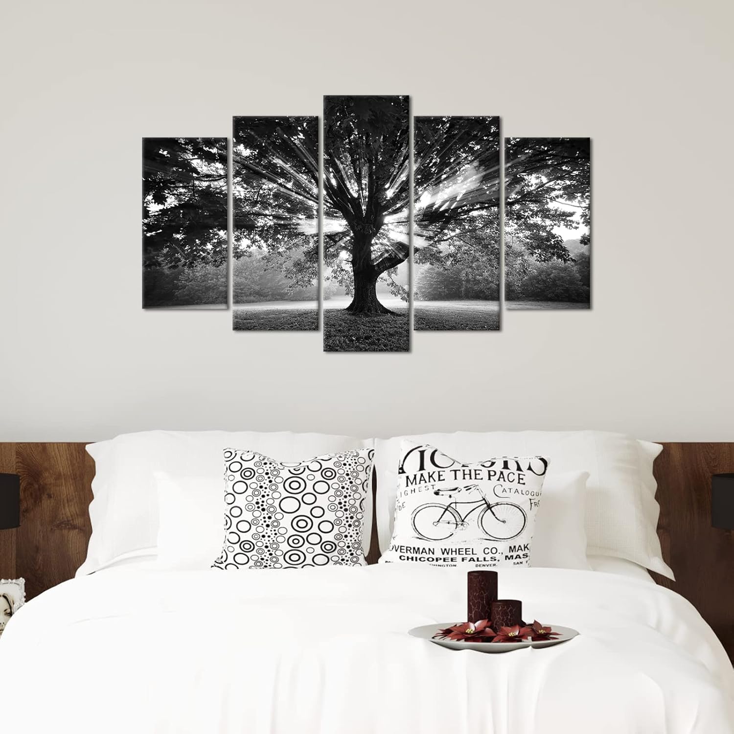 Saypeacher Tree Wall Art Black and White Wall Decor Nature Landscape Artwork for Home Living Room Bedroom 5PCS