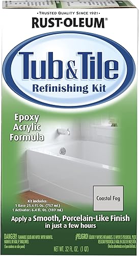 Rust-Oleum 372418 Kit de reacabado de tinas y azulejos, 1 cuarto de galón (paquete de 1), niebla costera