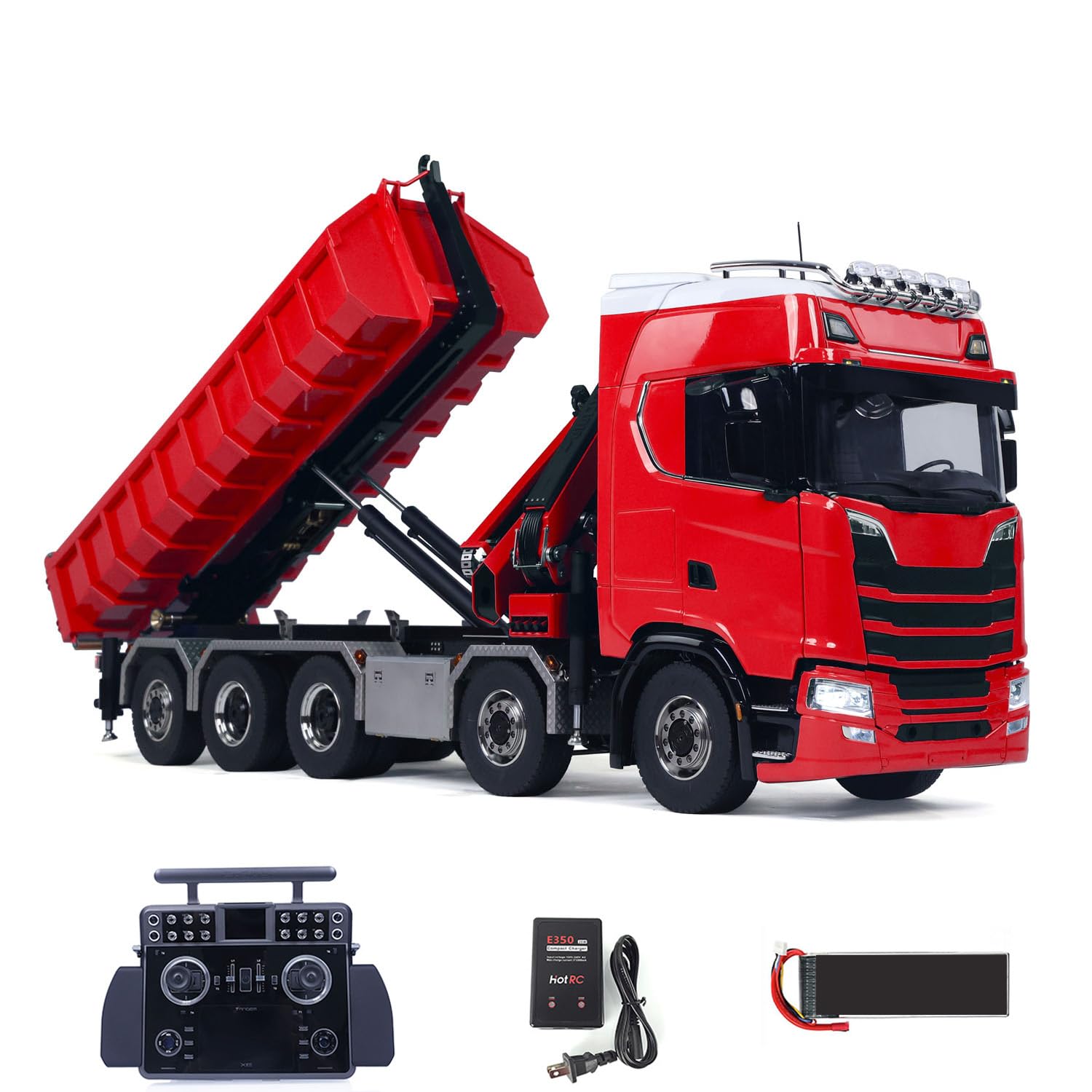TOUCAN RC HOBBY 1 14 10x10 770S Hydraulic RC Dumper Metal Full Dump Truck Crane 3-Speed RTR Car