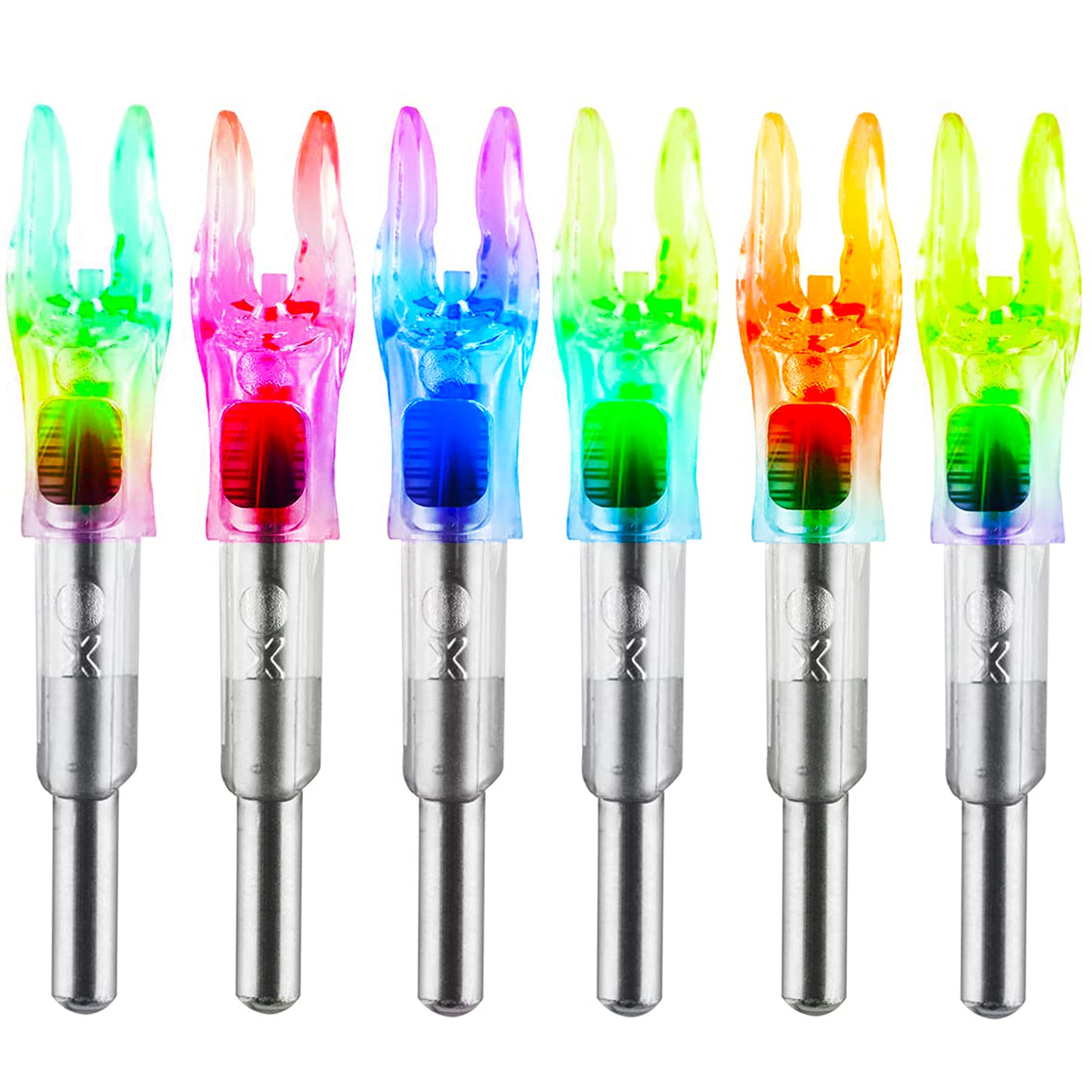 Lot de 6 encoches lumineuses pour flèches avec diamètre intérieur .204 .233 .244 .246 avec douilles H, S, GT haute visibilité DEEPOWER LED flèches, interrupteur marche/arrêt inclus