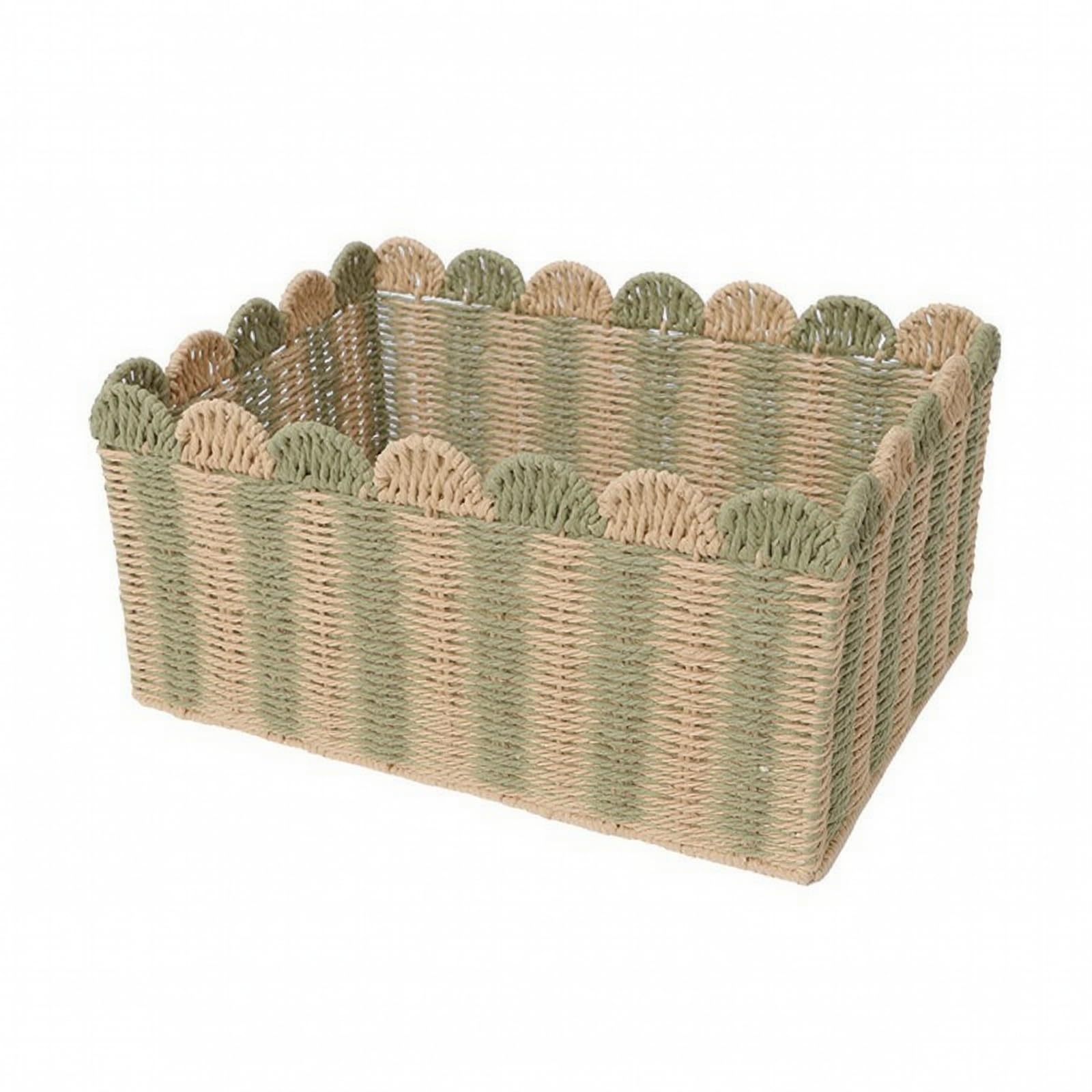 Cesta Cuerda Papel Tejidas a Mano | corativa, Organizador Rectangular Cuerda, Abierta, para Escritorio, Dormitorio, M