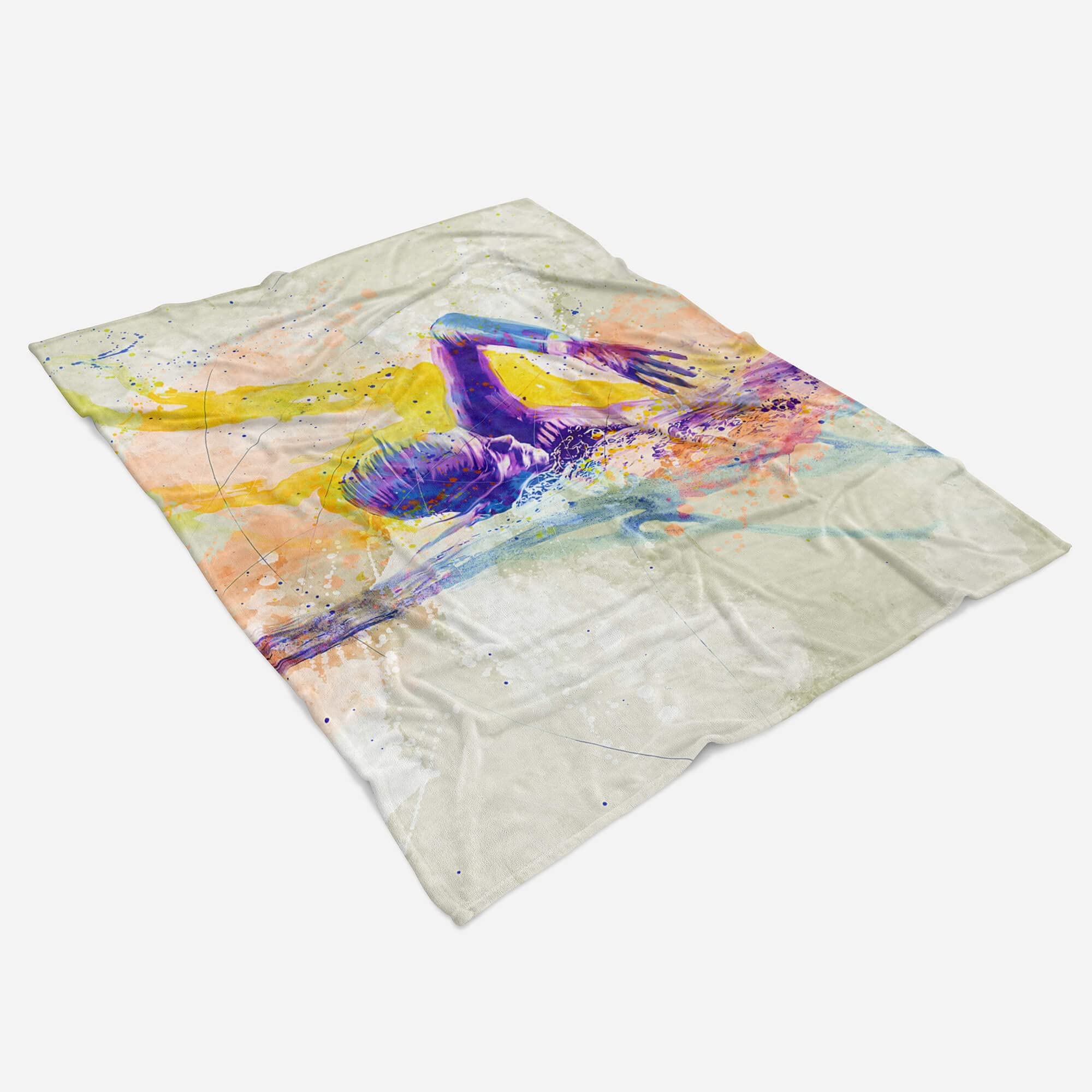 SplashArt Sport Handtuch Strandhandtuch Saunatuch Kuscheldecke Kunstvoll Schwimmen III Sp Größe 180 x 130 cm (Tagesdecke - Sherpa Flies)