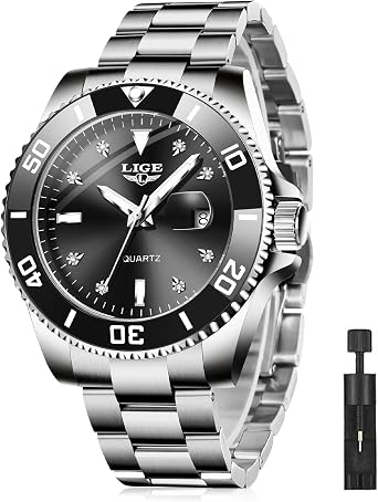 Watches for Men Luxury Diamond Business Dress Quartz Analog Waterproof
