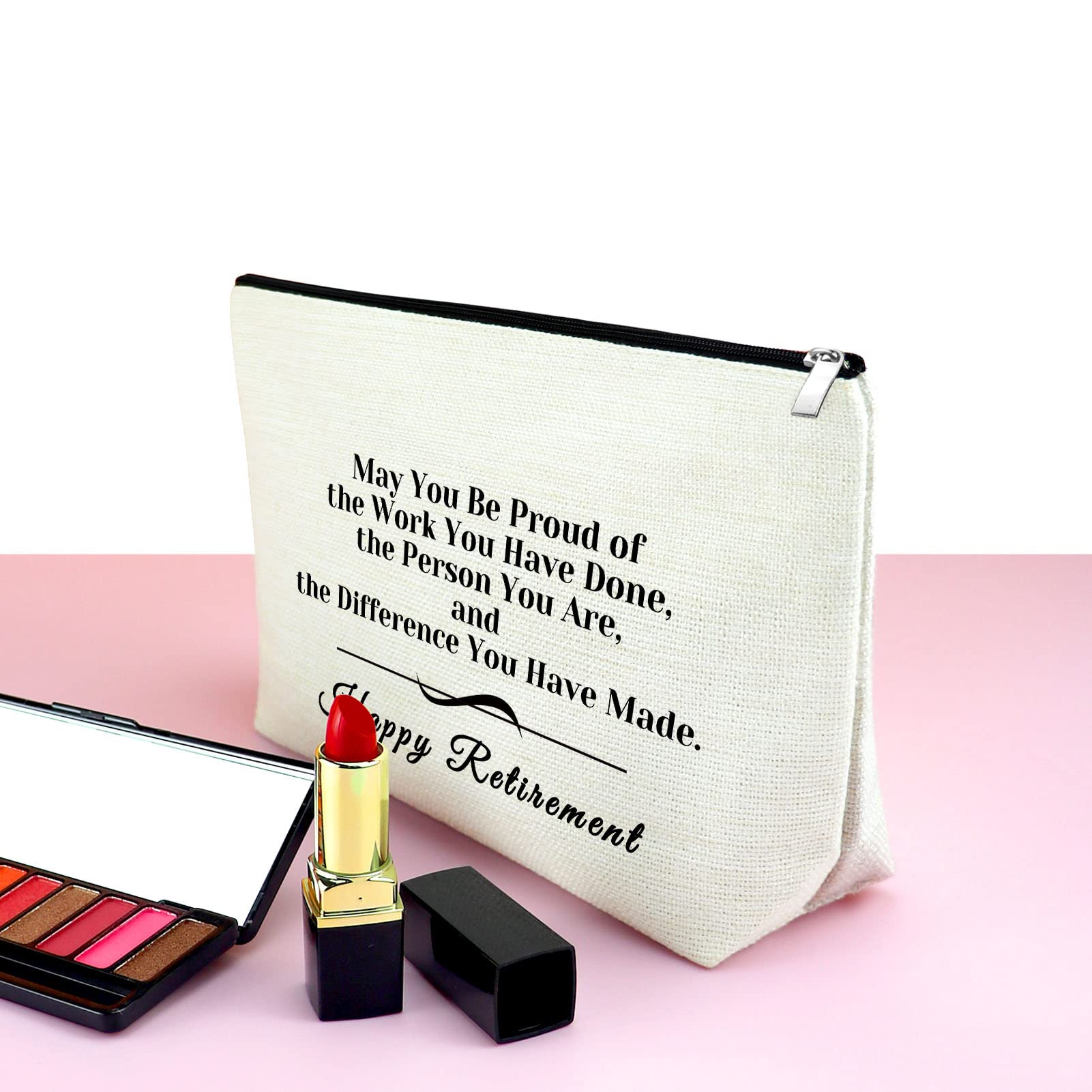 Retirement Gift for Woman 2024 Happy Retirement Makeup Bag Gifts for Retired Coworkers Teacher Nurse Going Away Gifts for Boss Colleague Leaving Gifts Travel Toiletry Bag - Image 2