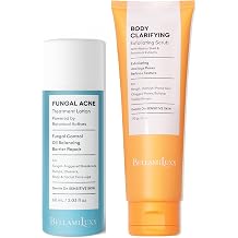 BellamiLuxx Fungal Acne Lotion + Body Acne Scrub Duo Exfoliating & Balancing 2-Step System for Yeast-Prone Skin, Body Breakouts & Rough Texture Helps Improve Bumps, Redness & Smoothness