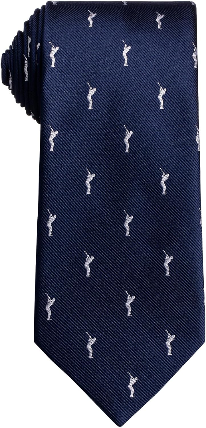 AMITER Woven Necktie with Golfer Pattern, Mens Skinny Neck Ties for Golf Player - Image 2