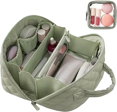 Miniatura 14 de Bolsa de maquillaje de viaje, bolsa de maquillaje acolchada para mujer, organizador de cosméticos impermeable, organizador de maquillaje, bolsa de