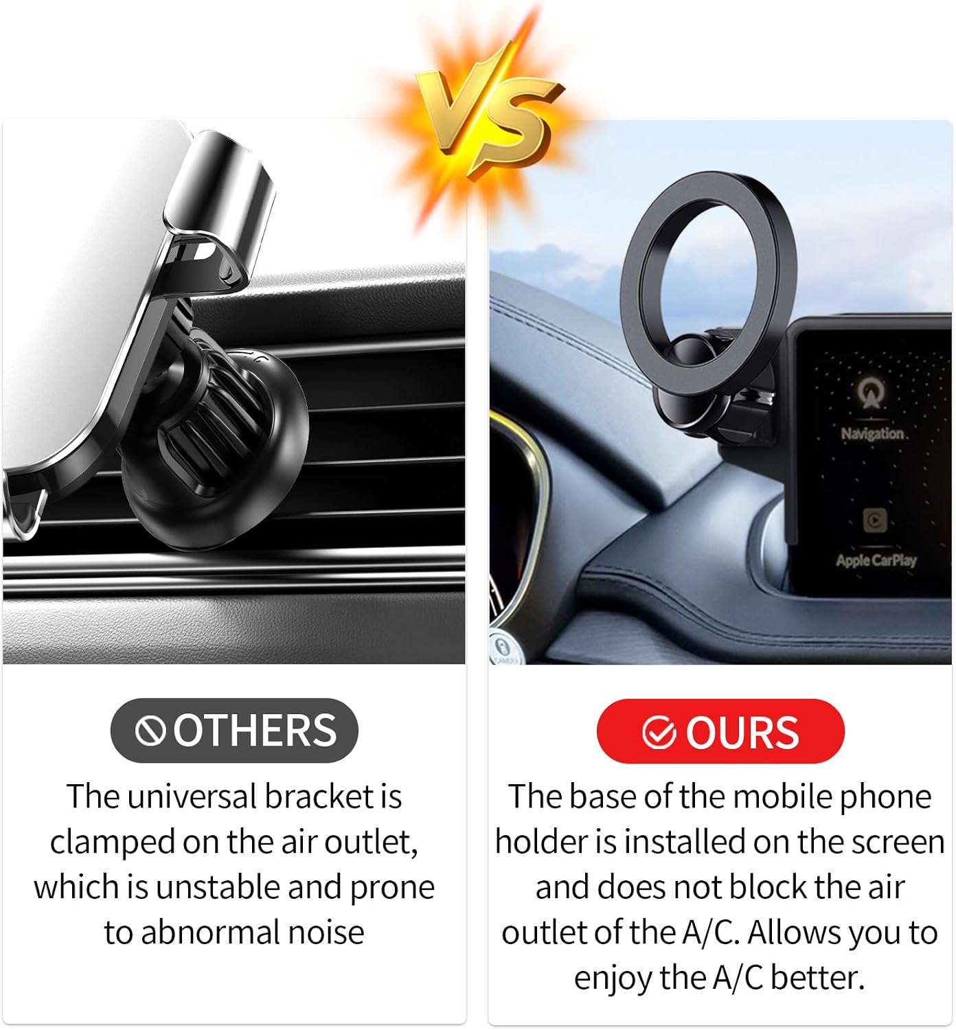 Car Phone Holder for 2025 2026 Acura MDX Accessories 12.3-Inch Screen Fixed Clip, 360° Rotation Phone Mount Compatible with MagSafe, Cell Phone Holder Does Not Affect Air Vent