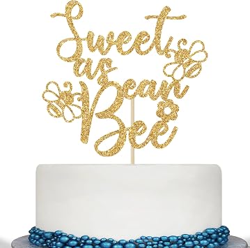 Sweet As Can Bee Cake Topper, Bumble Bee Baby Shower Birthday Decorations, Mommy to Be, Bee Themed Gender Reveal Engagement Party Decorations, Gold Glitter