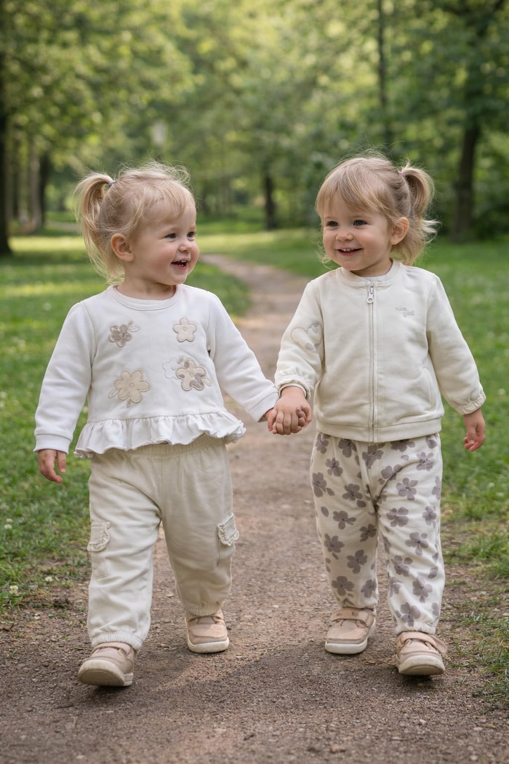 IDO Completi primaverili per neonata 6 mesi - 68 cm composto da due felpe e due pantaloni color beige