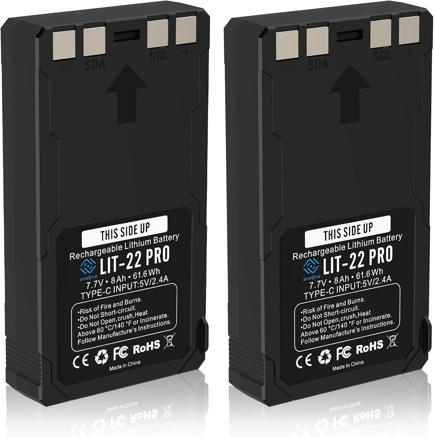 anegine LIT-22 Battery 8000mAh 7.7V Rechargeable Lithium Battery Pack Compatible with Spypoint Cellular Trail Hunting Camera Flex-M, Flex G-36, Flex-Plus, Flex-S (2 Pack)