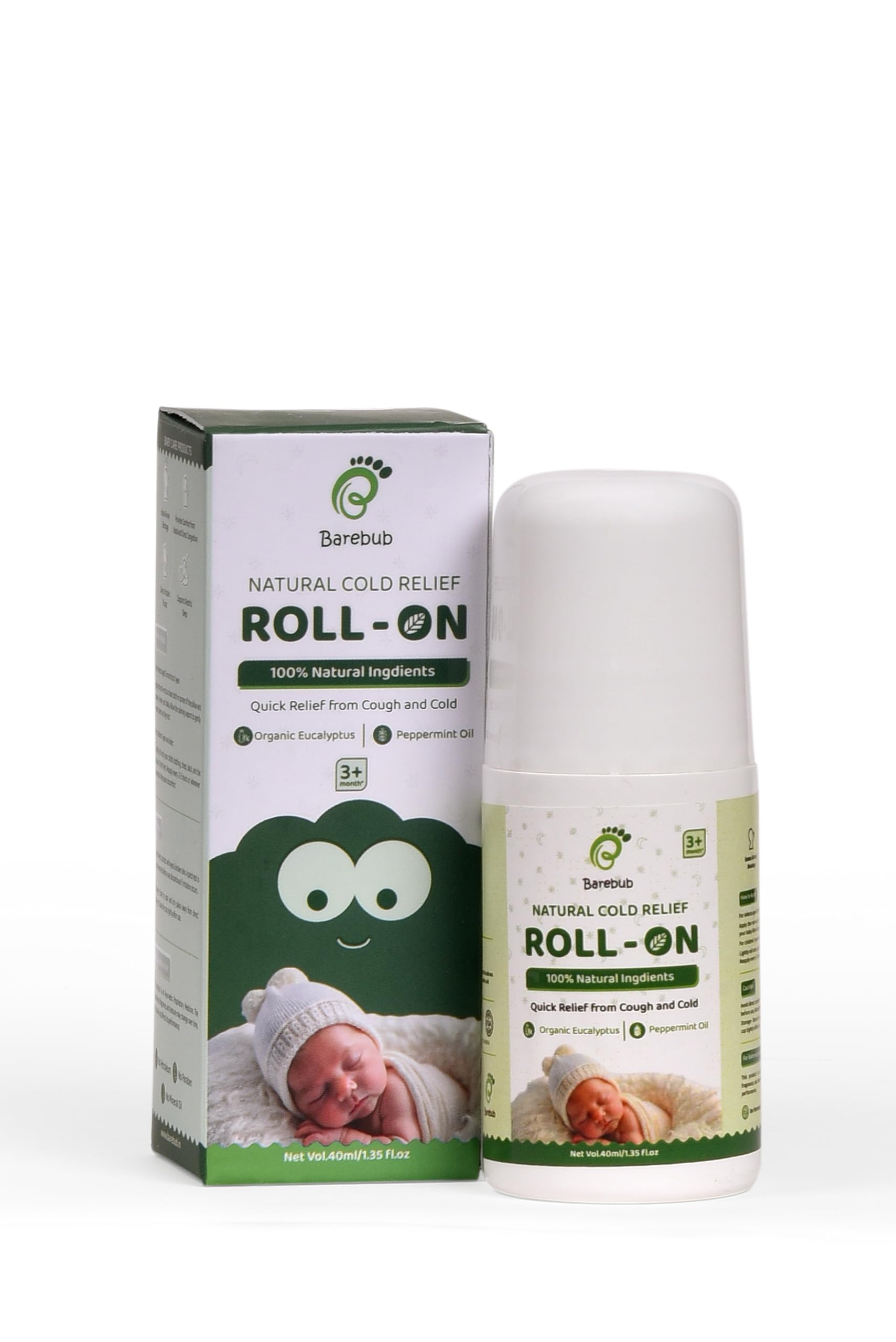 Natural Cold Relief Roll-On for Babies (3+ Months) – Eucalyptus & Peppermint Oil | 100% Natural Baby Cold & Cough Relief, Congestion Soothing Roll On for Chest & Nose (40ml)-image-7