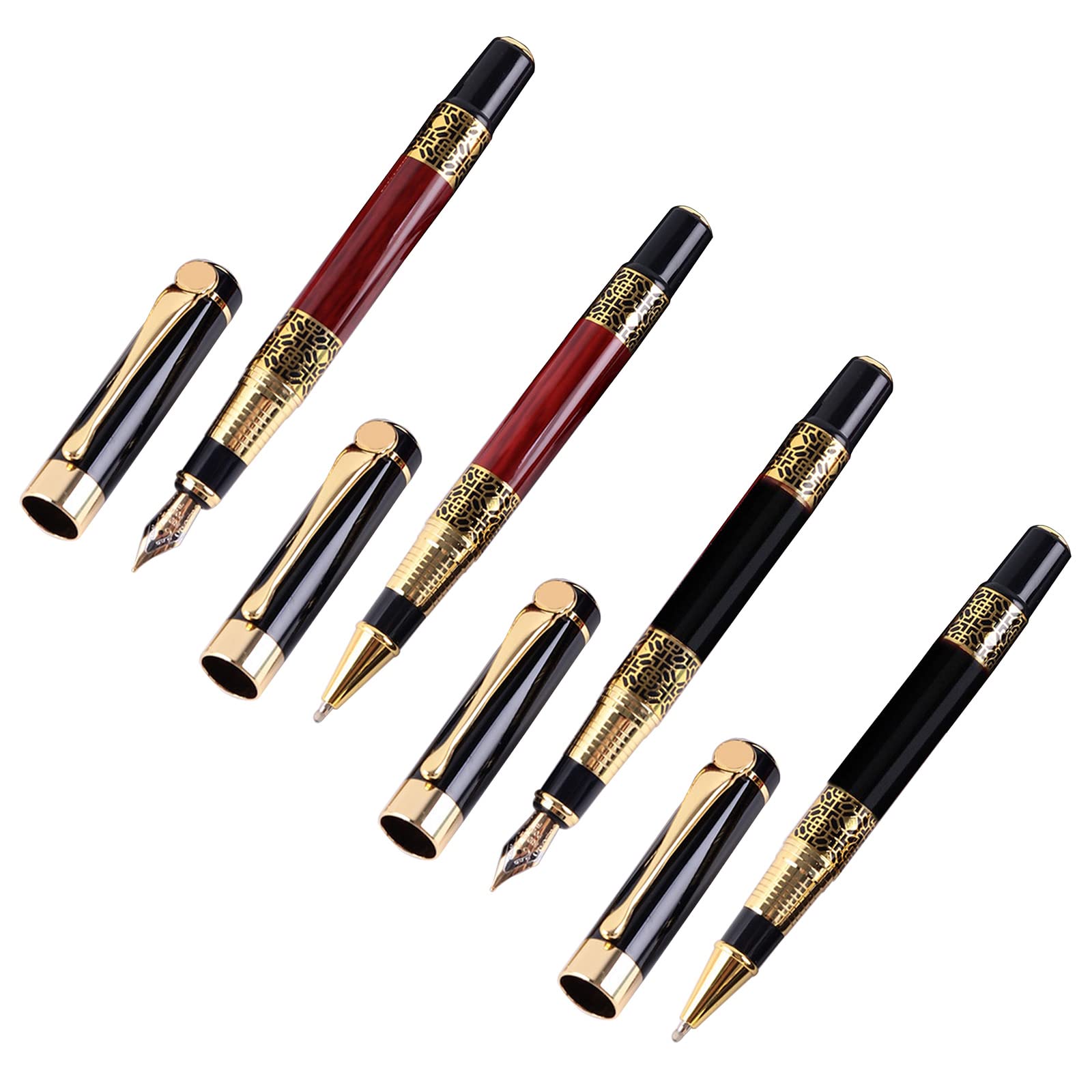 Metal Wood Grain Roller Ballpoint Pen Retro Fountain Pen Signature Writing Pen for Executive Office Business Women Men — view 2
