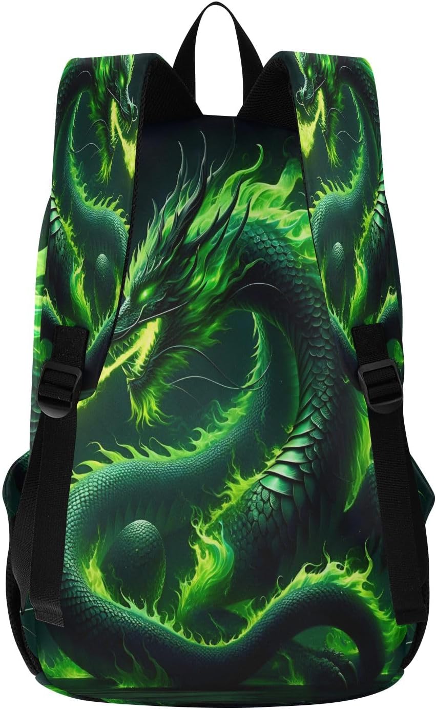 Green Fire Dragon Travel Backpack for Women Men Laptop Backpack College Bookbag Large Capacity Computer Backpacks for Work Travel