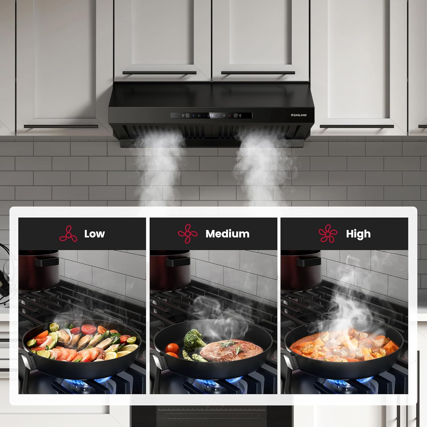 GASLAND 24 Inch Black Electric Wall Oven +30 Inch Black Range Hood