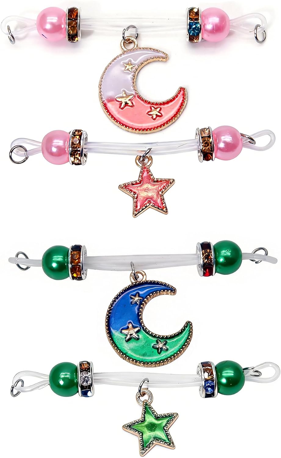 2 Pairs Nipple Jewelry Non Piercing Fake Nipple Rings Goth Moon Star Dangle Nipple Barbells Adjustable Nooses Faux Nipple Piercing Body Jewelry for Men Women