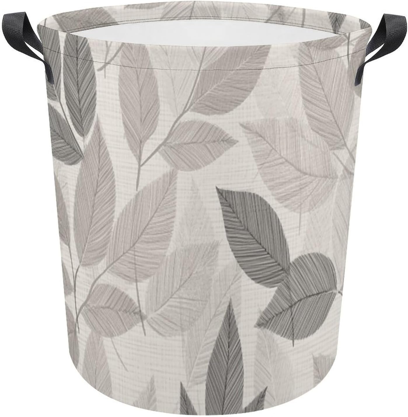Laundry Basket with Handle Laundry Hamper Gray And Beige Leaves Dirty Clothes Hamper Collapsible Folding Clothes Hamper Waterproof Laundry Baskets for Bathroom Laundry Bedroom Dorm