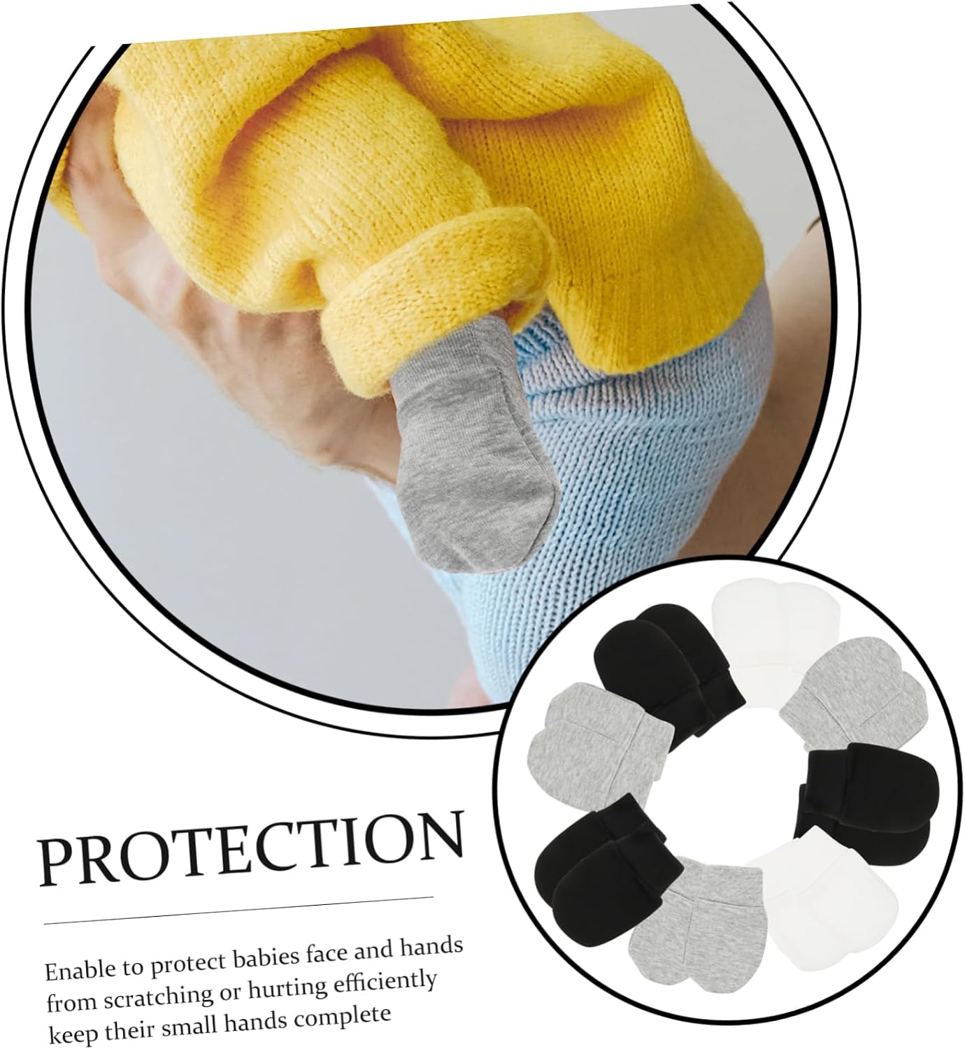 9pairs Newborn Mittens Scratch Mittens Comfortable and Soft Cotton Gloves for Girl Boy No Scratch