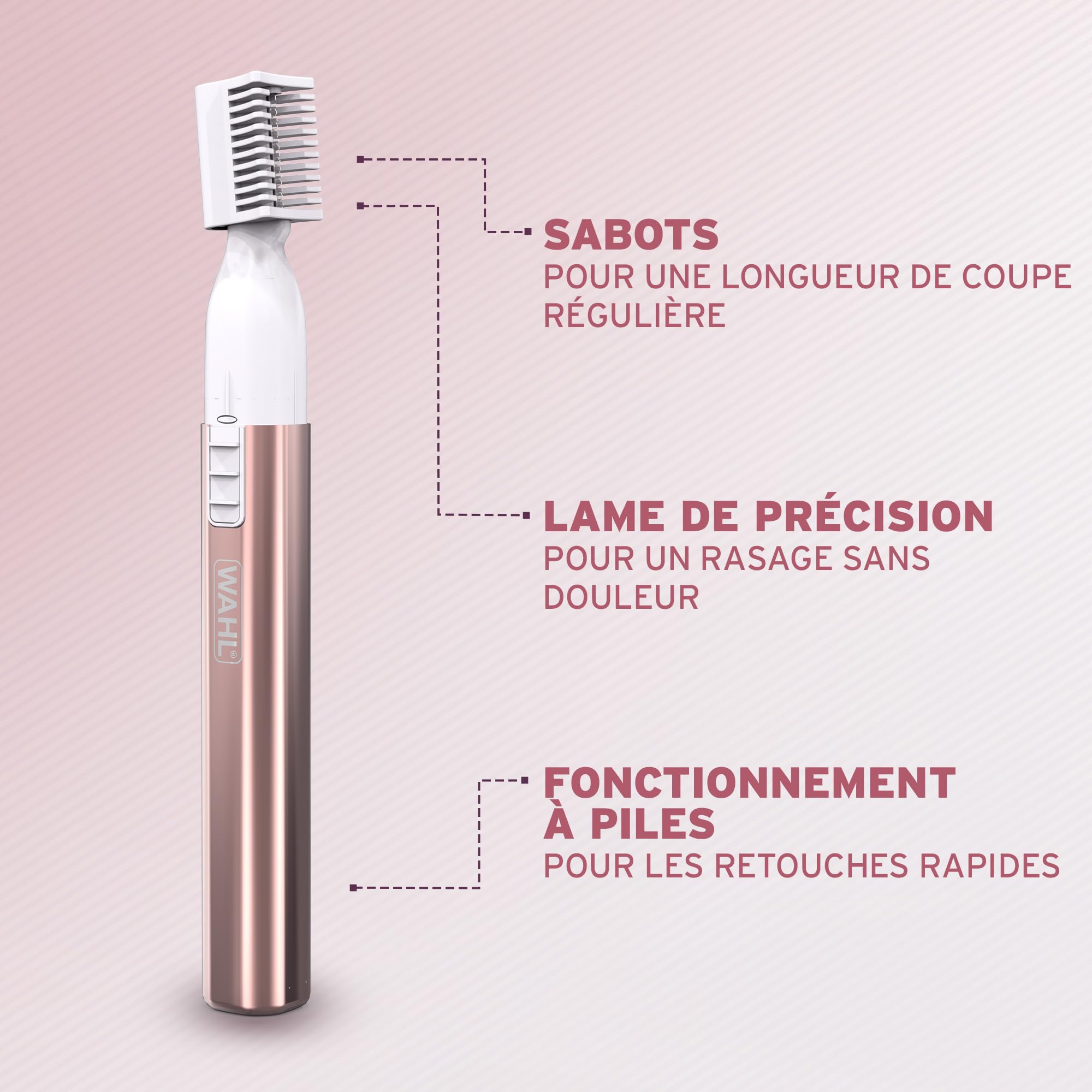 WAHL Shave & Smooth, Tondeuse pour femmes, rasoir pour femmes, tondeuse corporelle 2 en 1, tondeuse de précision pour sourcils, tondeuse corporelle rechargeable, confort et contrôle