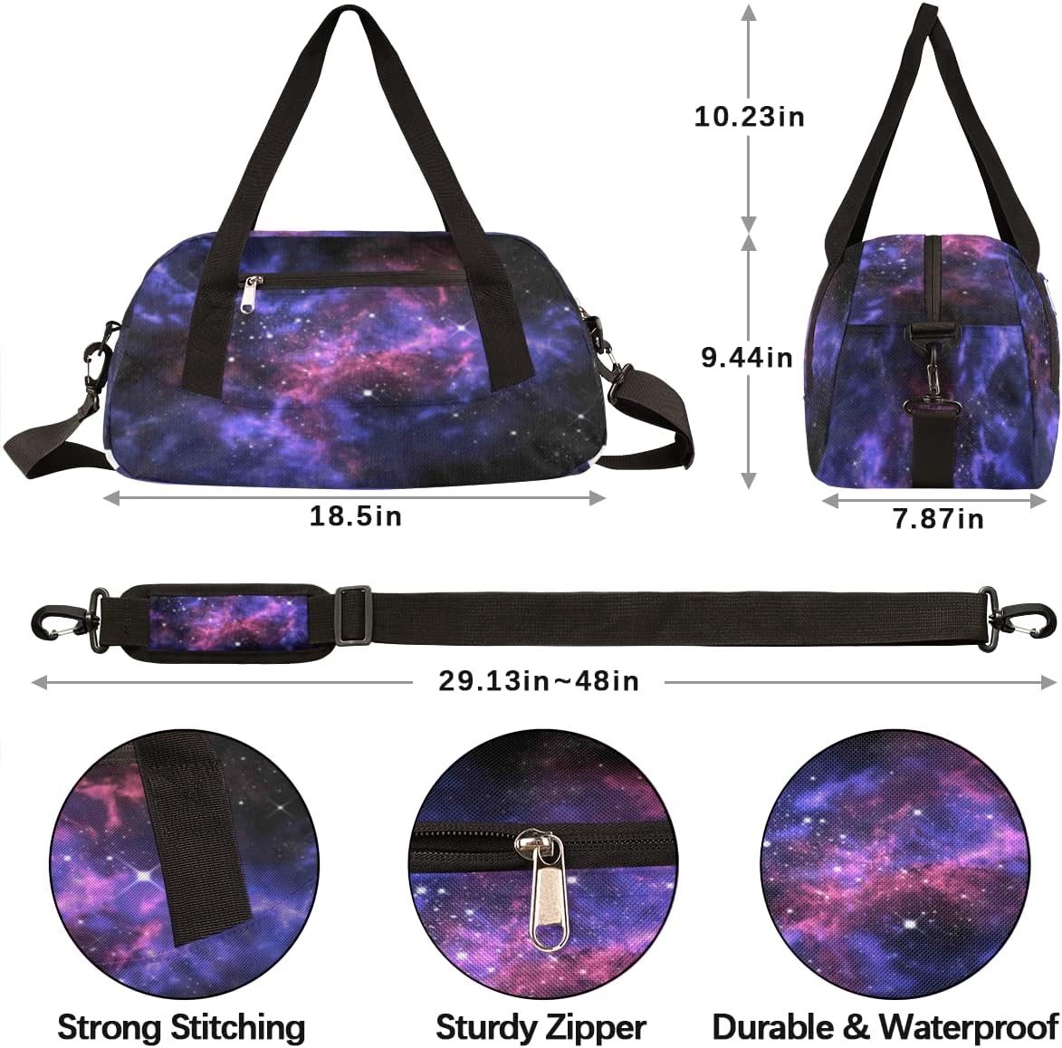 Universe Galaxy Star Space Gym Bag for Women Men, Small Travel Duffel Bag for Sports Getaway Overnight Bag Lightweight Weekender Bags Workout Bag Dance Bag for Boys Girls Kids Teens