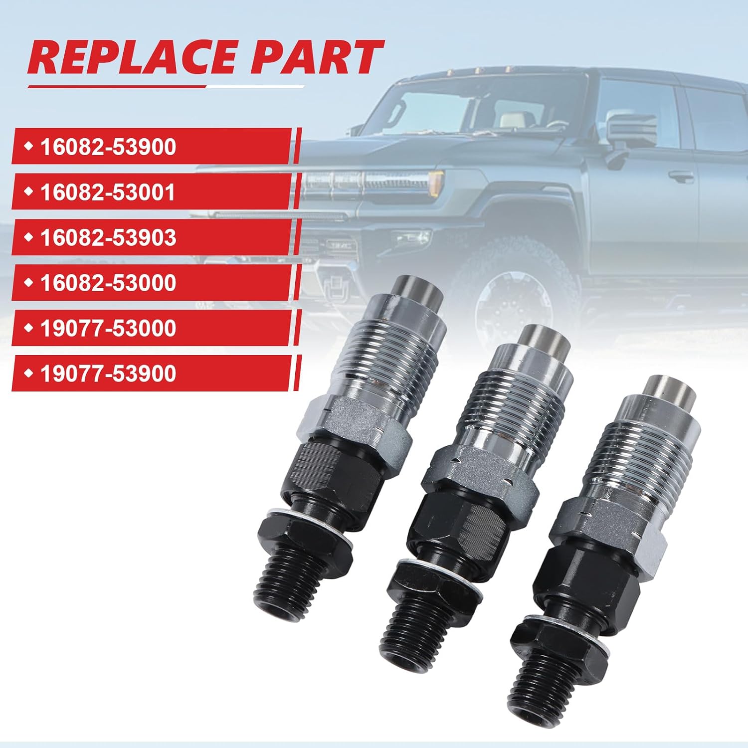 3Pcs Fuel Injector 16082-53900 16082-53903 For Kubota D1403 D1503 D1703 V2203 16082-53000 19077-53000 19077-53900 Fuel Injectors