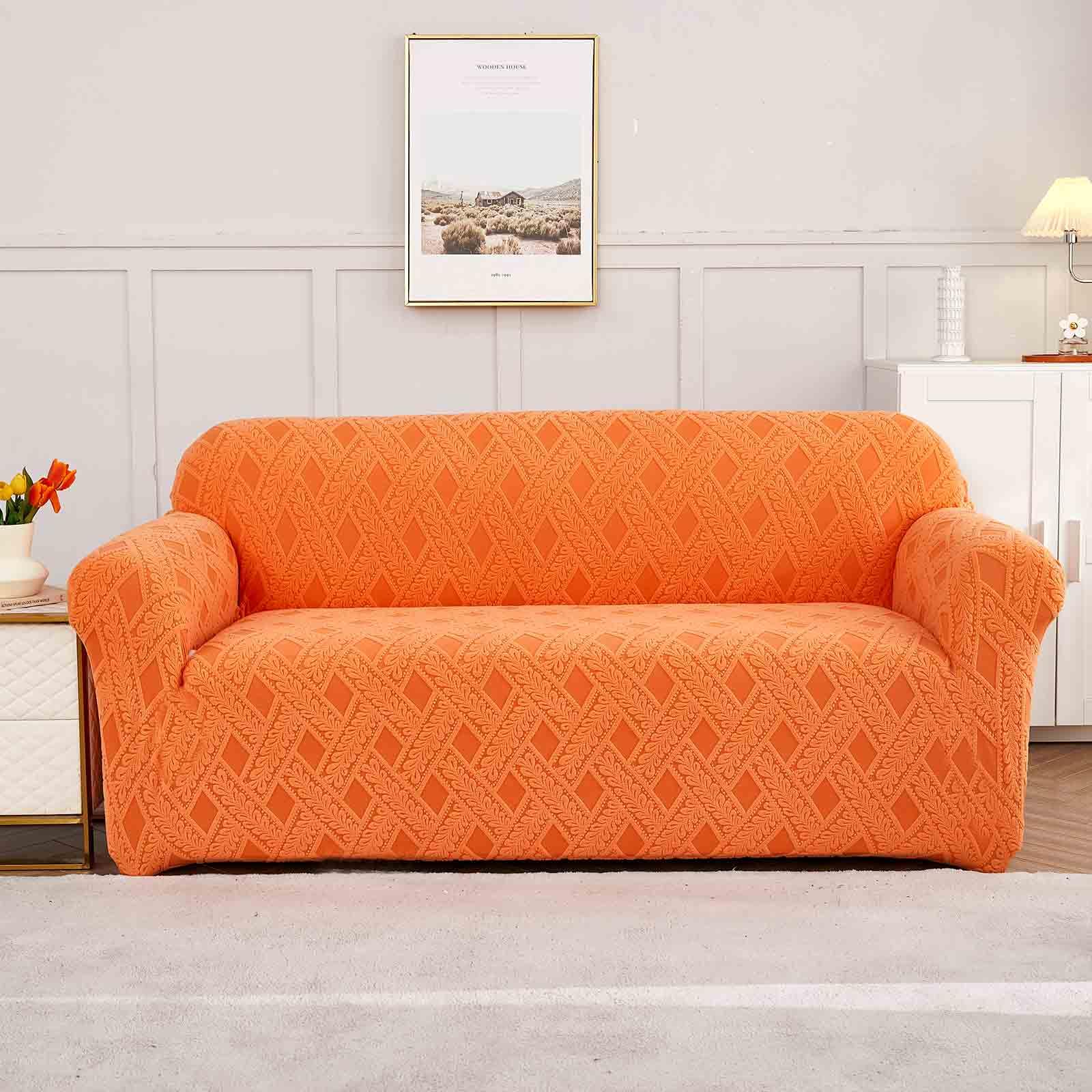 Housse de canapé jacquard universel orange pour sublimer votre salon