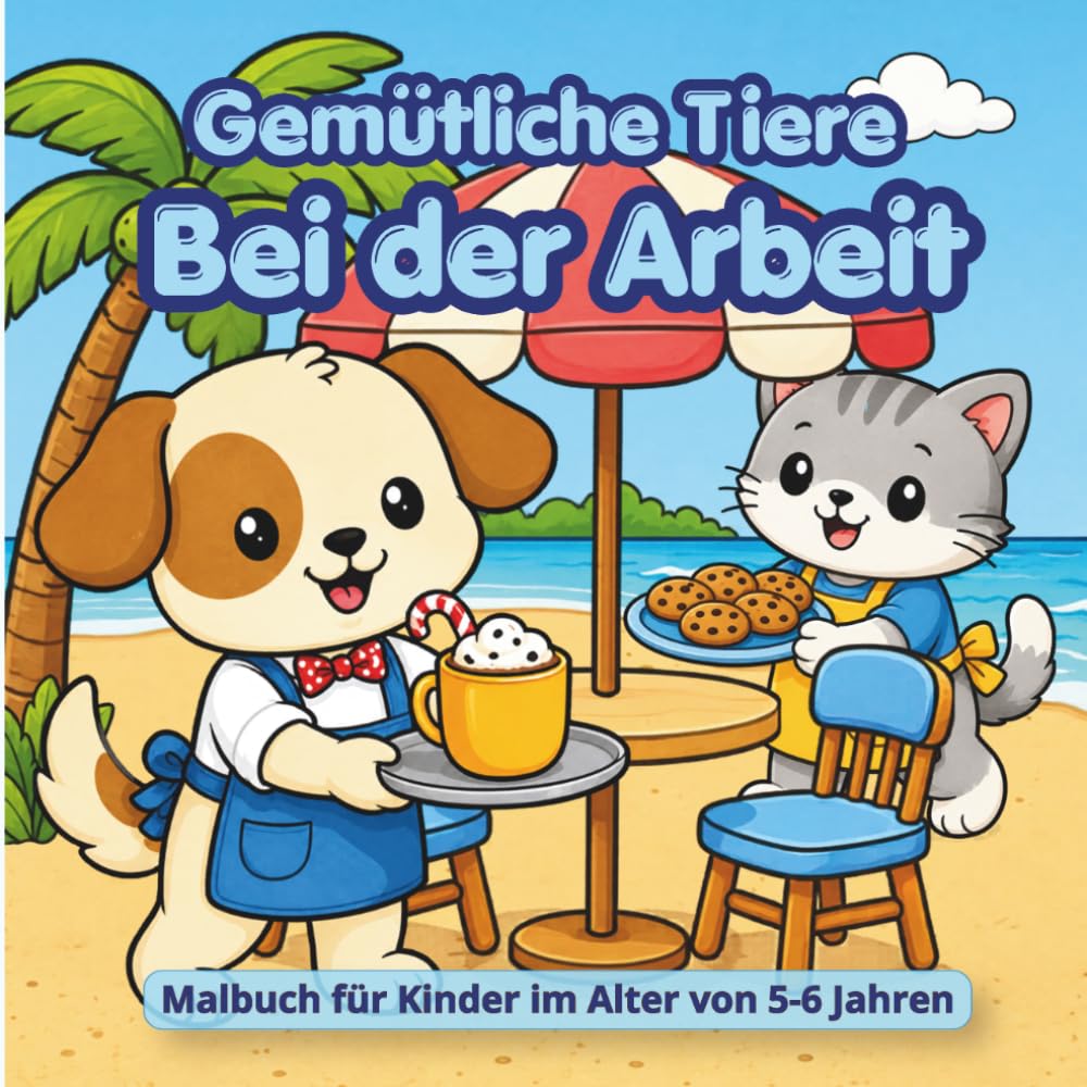 Gemütliche Tiere Bei der Arbeit: Malbuch für Kinder